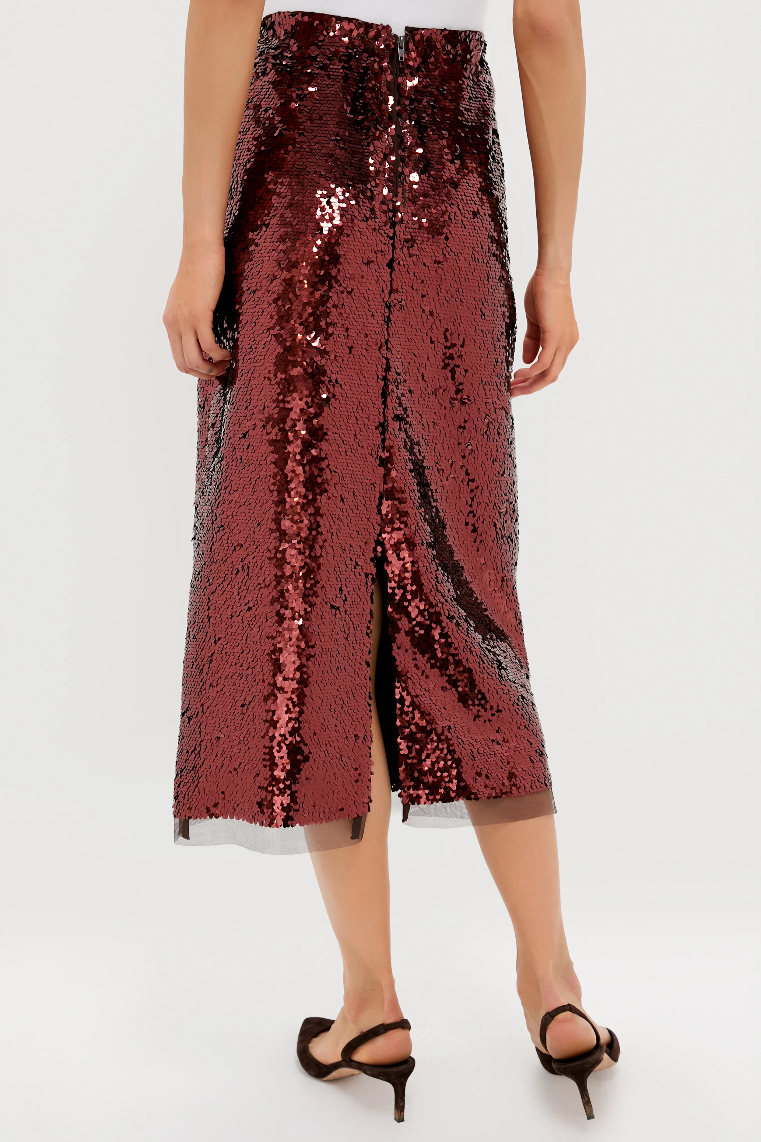 Radiant Bronze Sequin Phillips Midi Skirt - Image 4