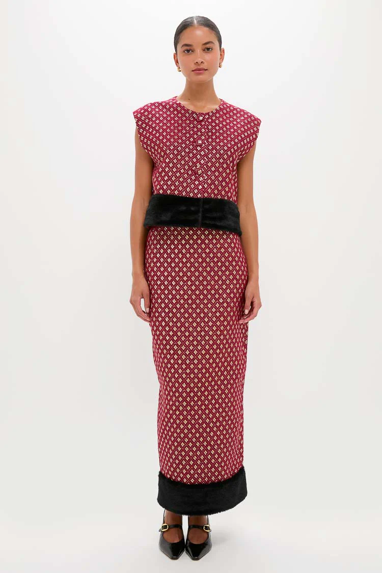 Burgundy and Gold Hernan Geom Fur Top - Image 6