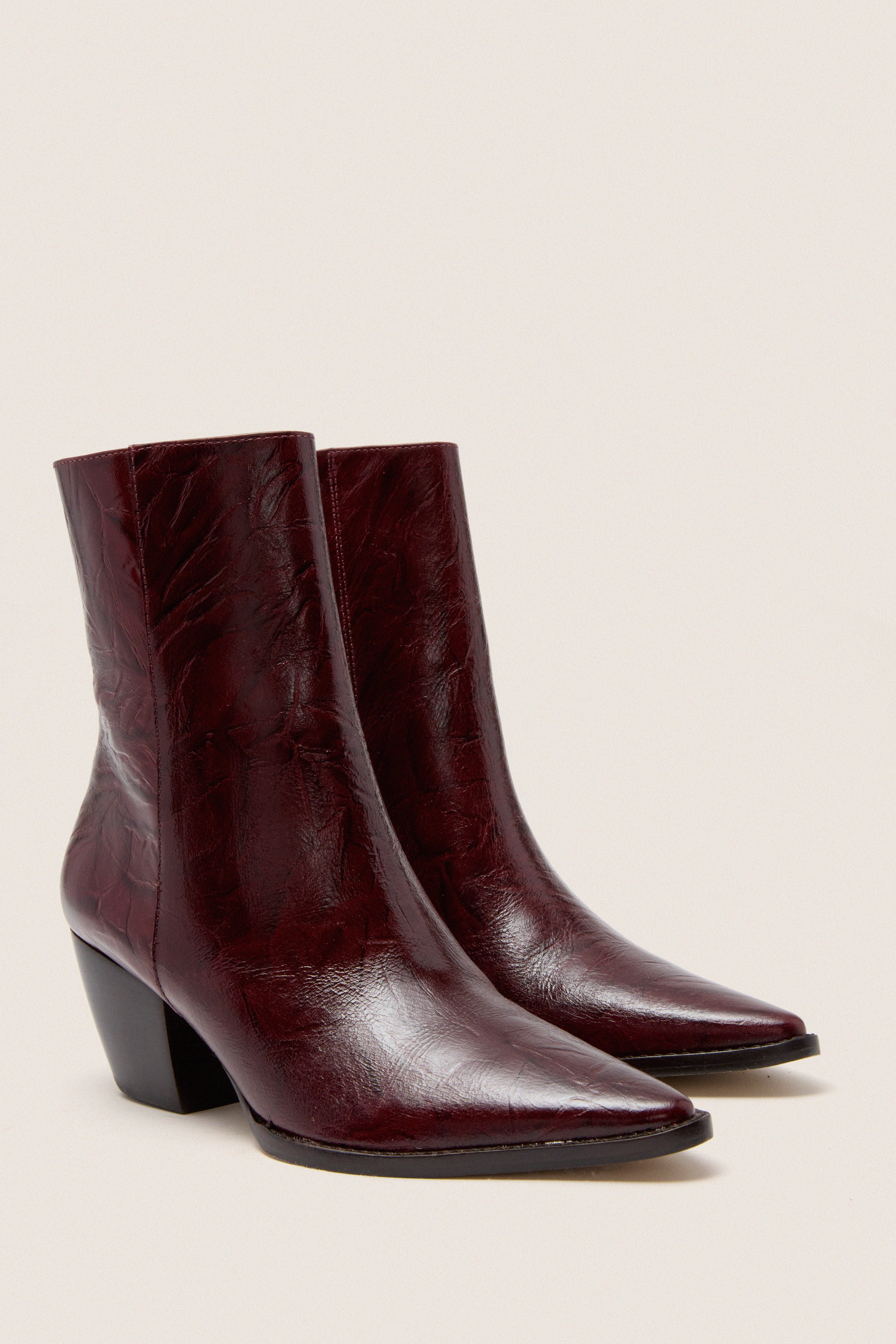 Burgundy Crinkle Caty Boots - Image 4