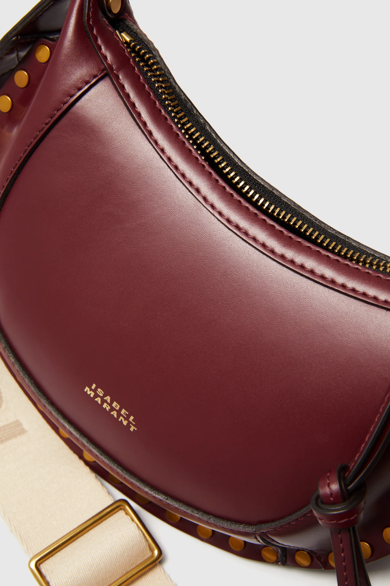 Burgundy Leather Mini Moon Crossbody - Image 4