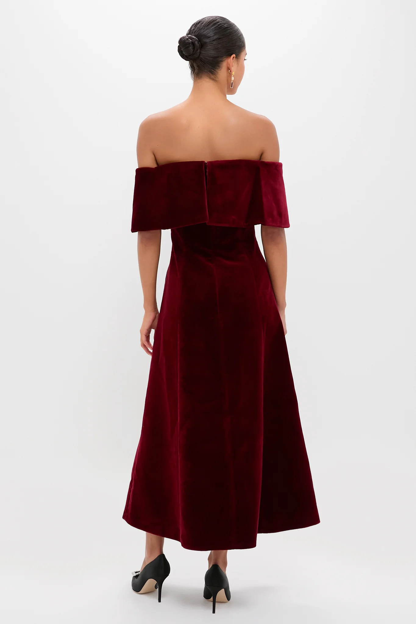 Burgundy Wind Velvet Carita Midi Dress - Image 4