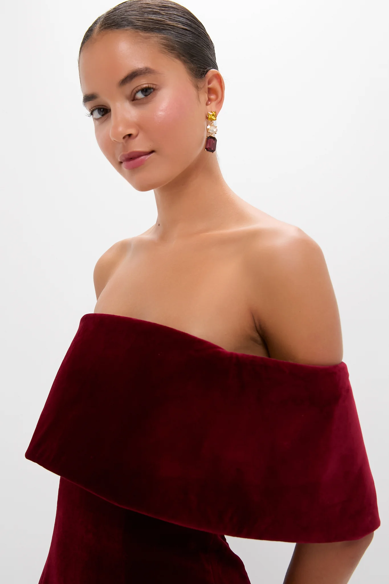 Burgundy Wind Velvet Carita Midi Dress - Image 5