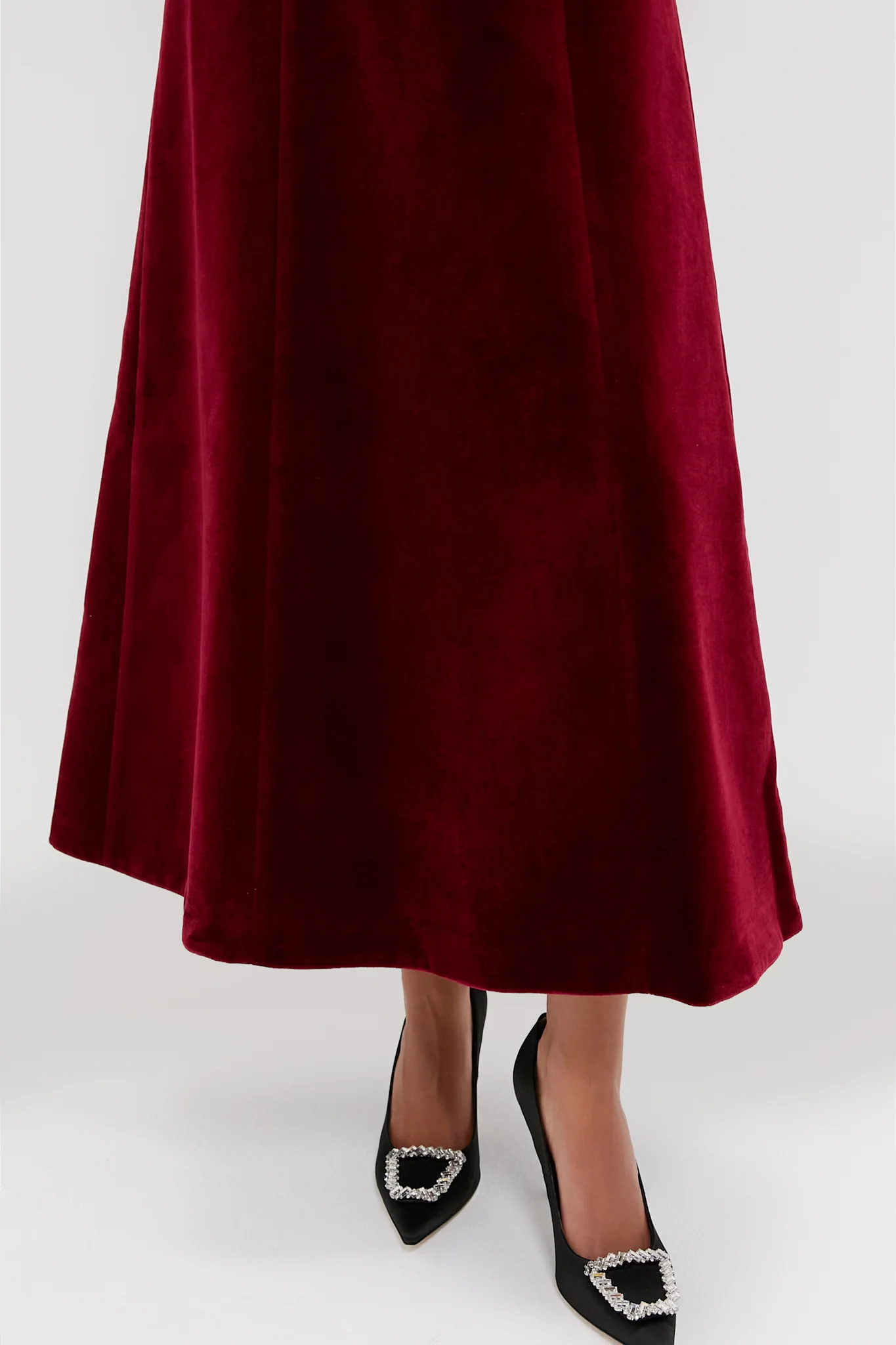 Burgundy Wind Velvet Carita Midi Dress - Image 6