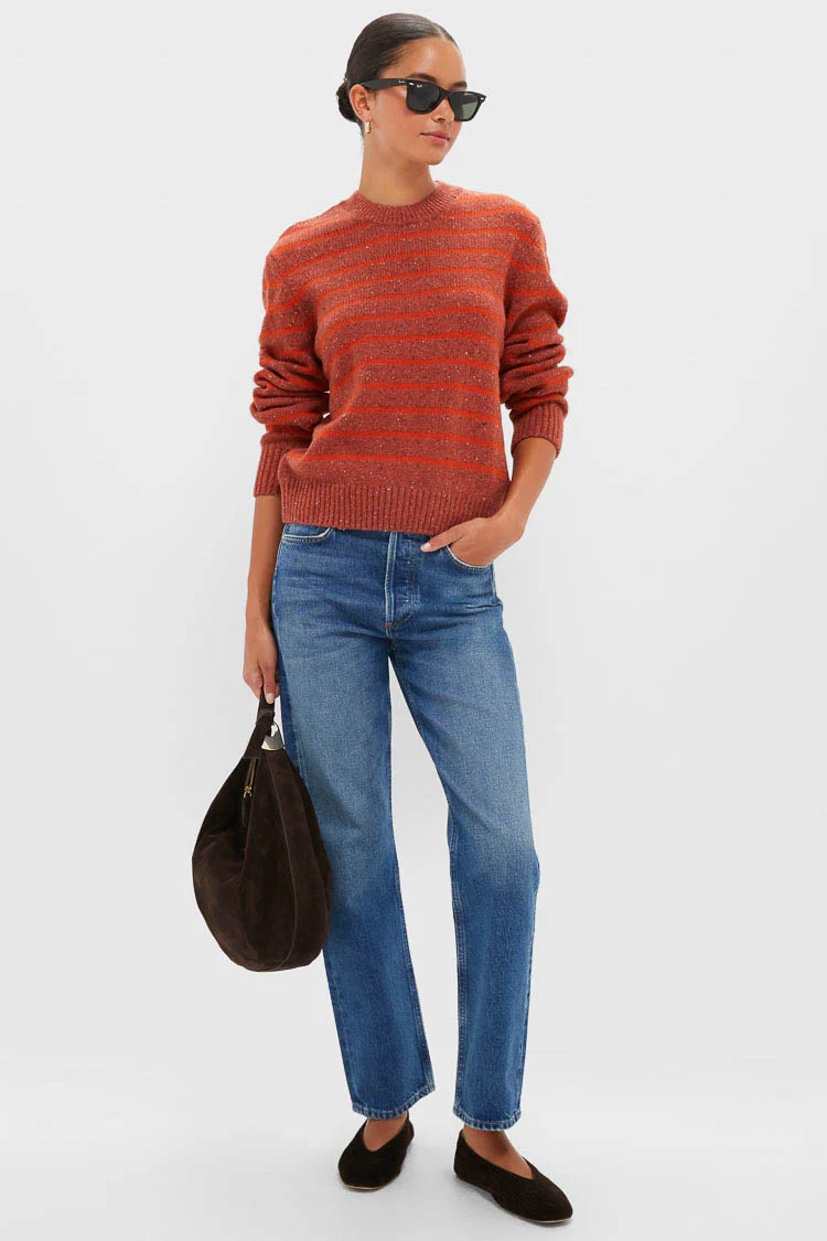 Burnt Orange Stripe Claydon Knitted Jumper - Image 2
