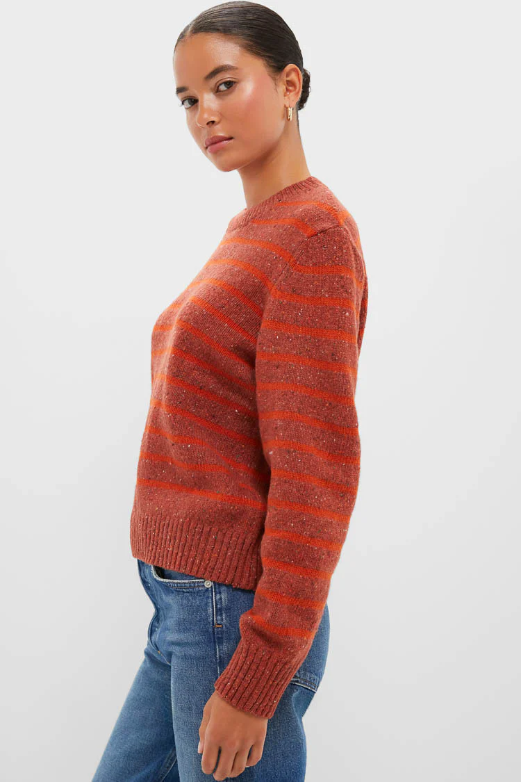 Burnt Orange Stripe Claydon Knitted Jumper - Image 3