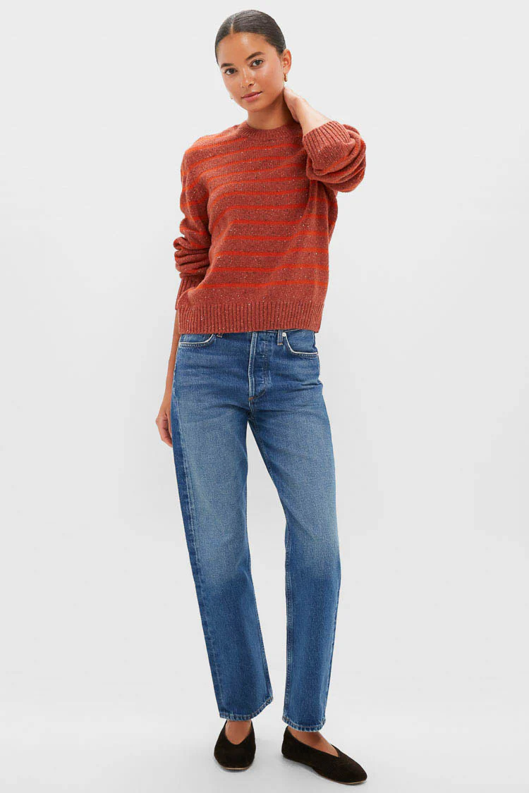 Burnt Orange Stripe Claydon Knitted Jumper - Image 6