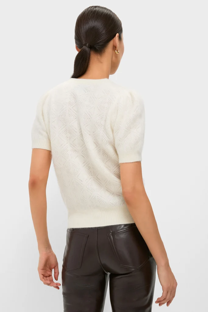 Ivory Brushed Merino Wool Puff Sleeve Lexie Sweater - Image 4
