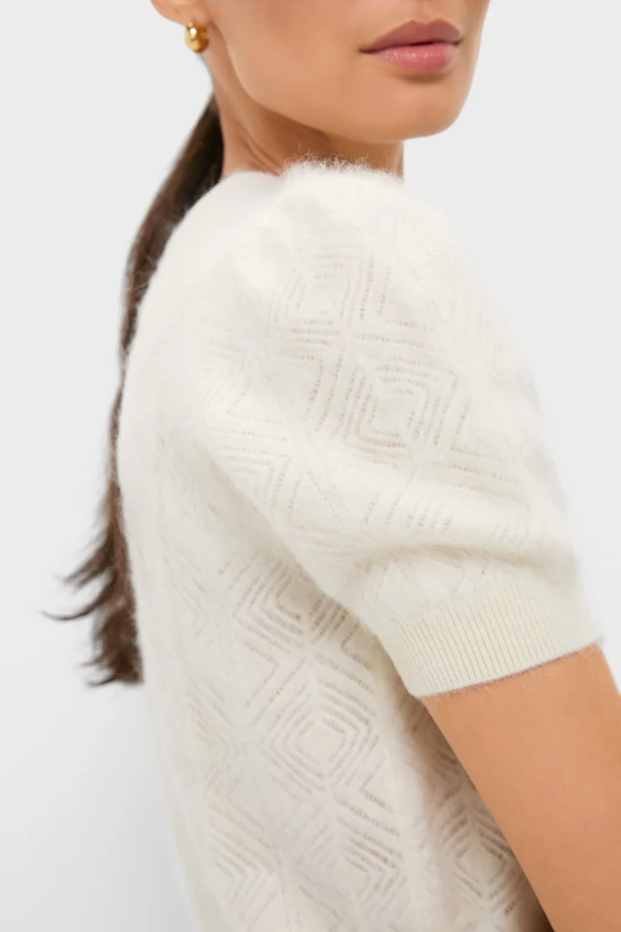 Ivory Brushed Merino Wool Puff Sleeve Lexie Sweater - Image 5