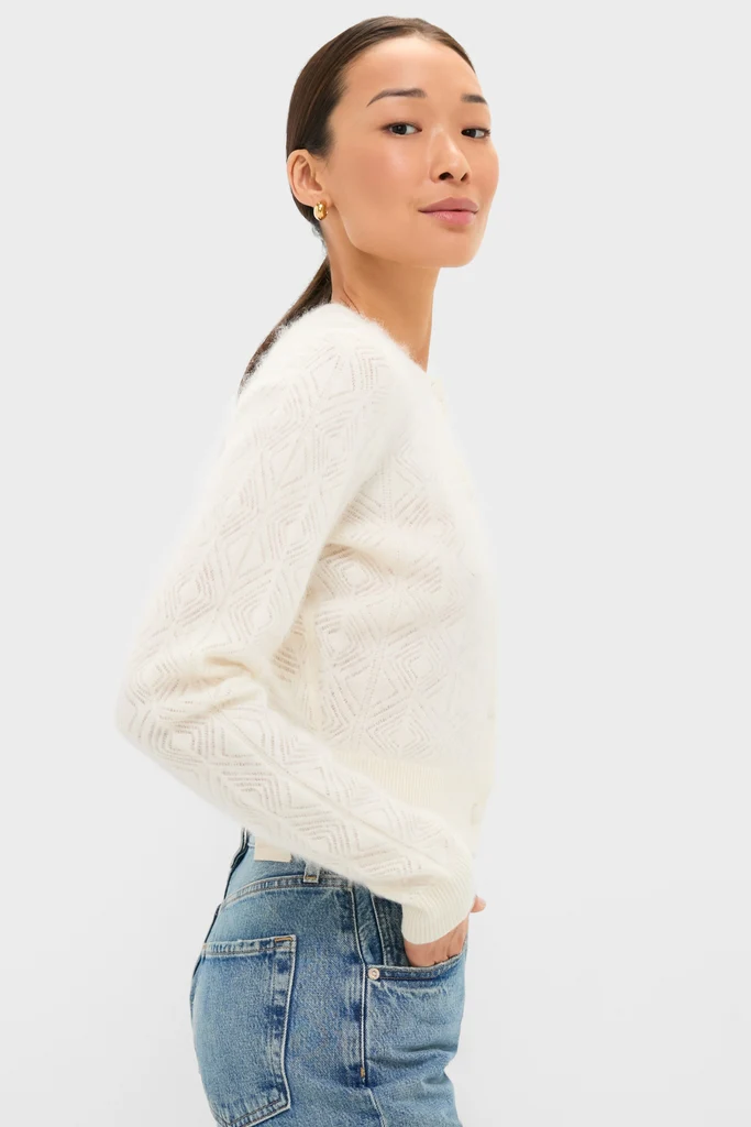 Ivory Brushed Merino Wool Macy Cardigan - Image 3