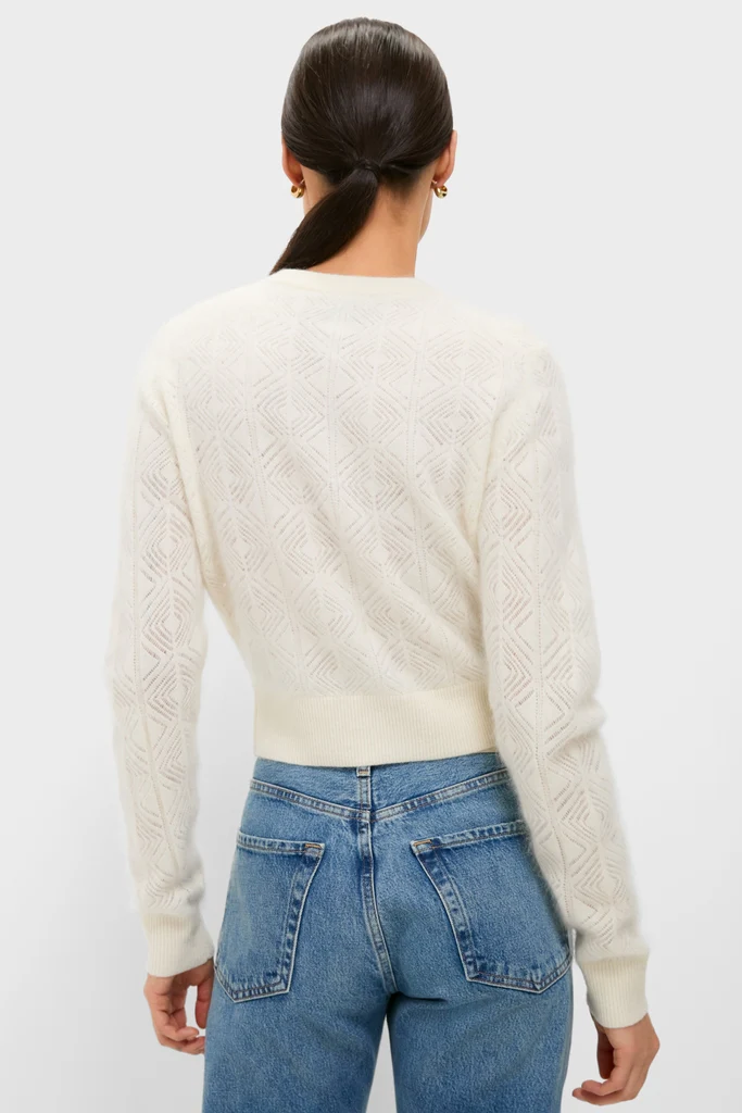 Ivory Brushed Merino Wool Macy Cardigan - Image 4