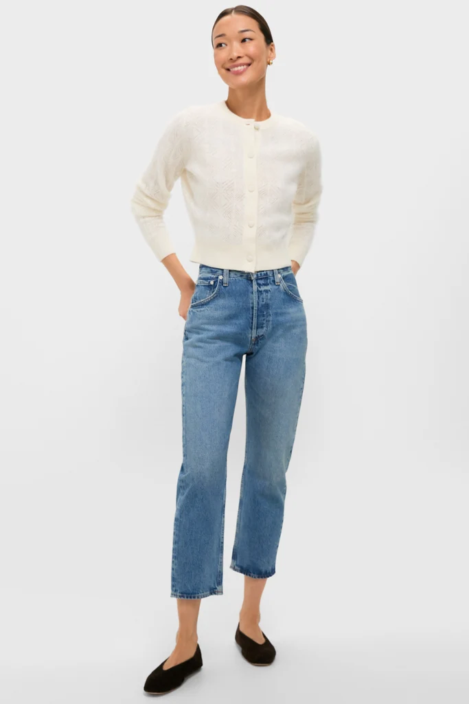 Ivory Brushed Merino Wool Macy Cardigan - Image 6