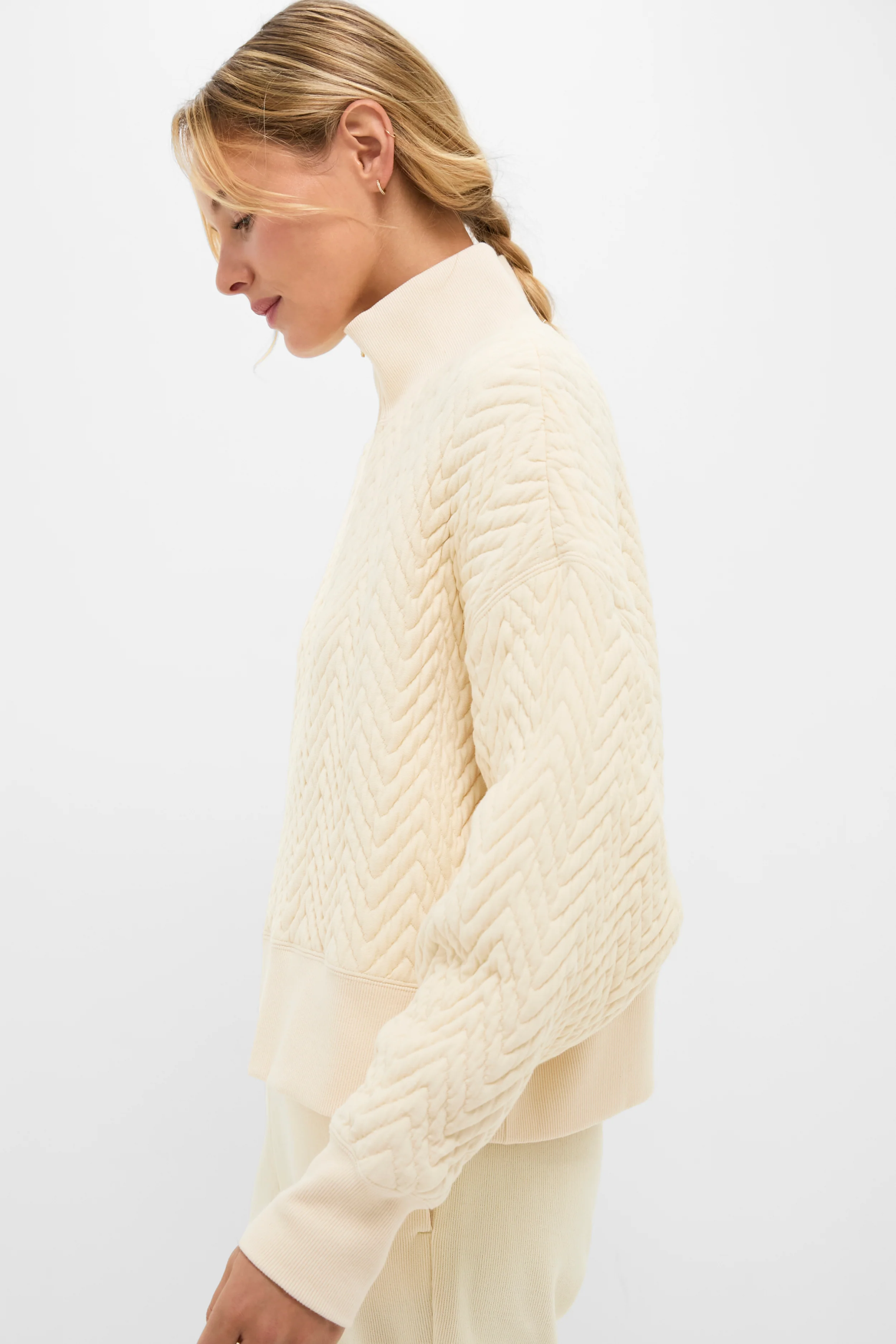 Buttercream Quilted Lucas Quarter Zip - Image 3