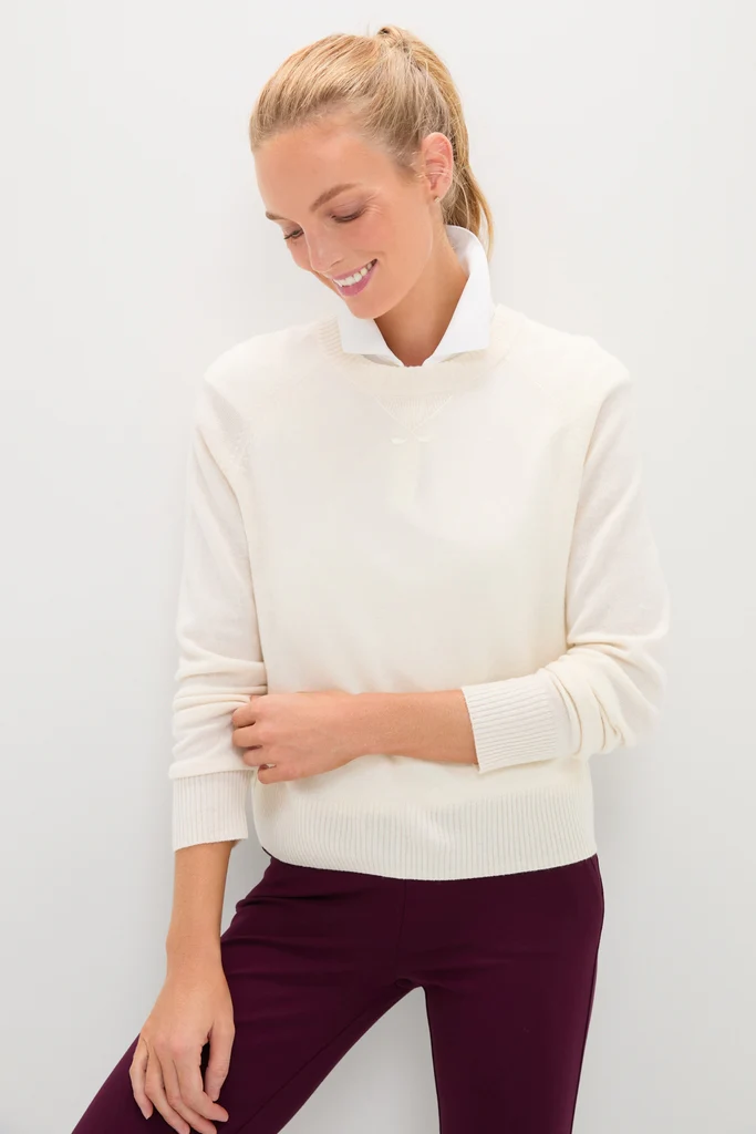 Buttercream Washable Cashmere Malcolm Crewneck