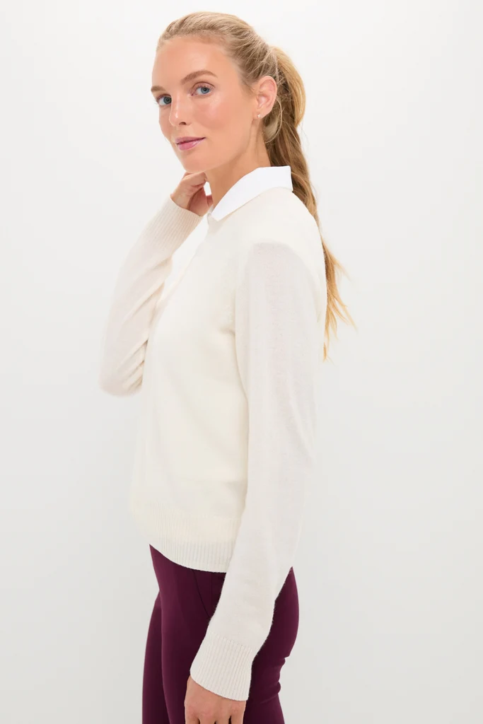 Buttercream Washable Cashmere Malcolm Crewneck - Image 3