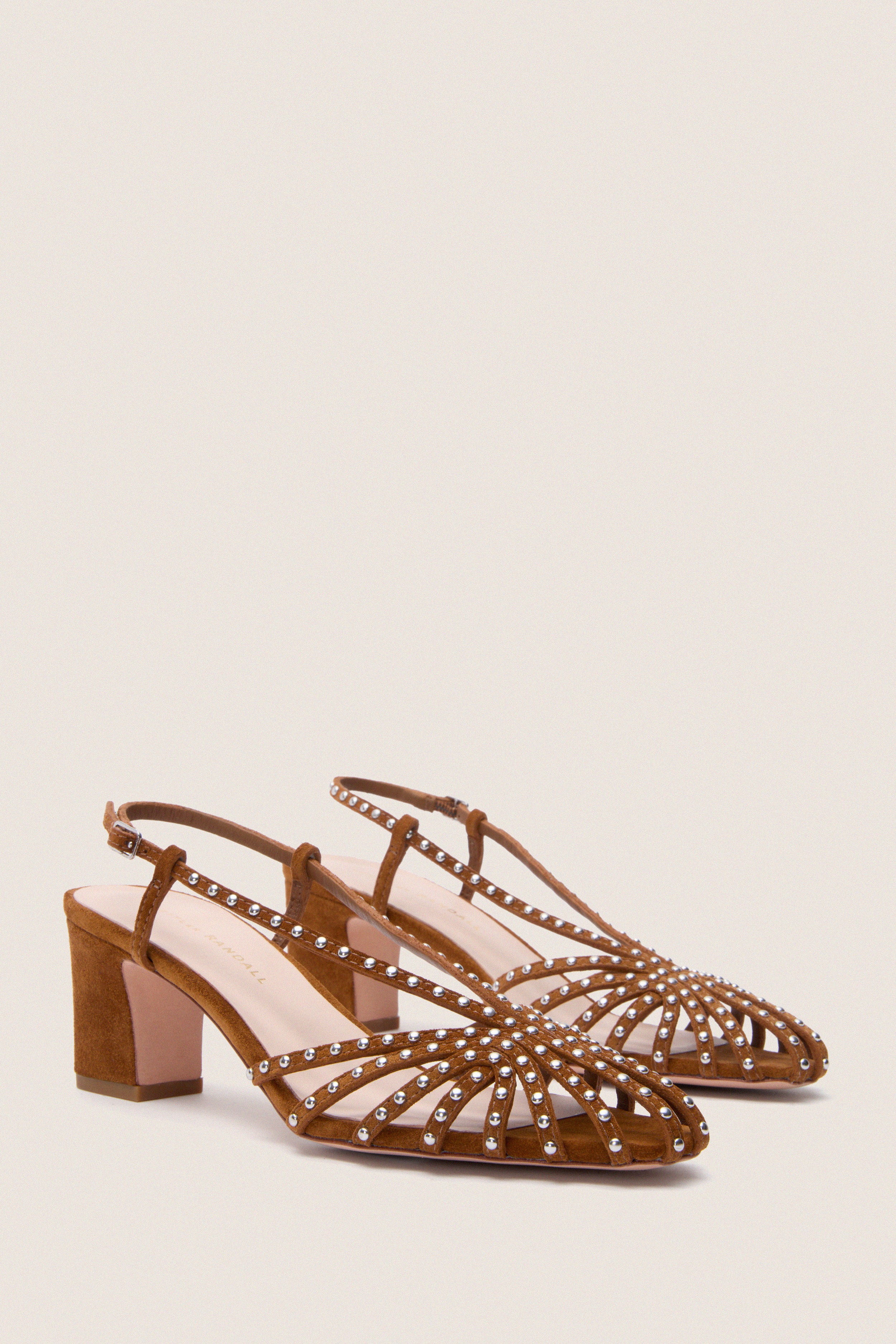 Cacao Suede Studded Priscilla Heels - Image 4