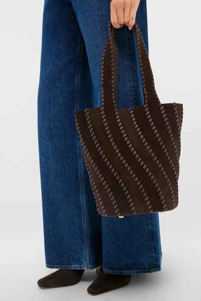 Cacao Tallia Suede Bucket Bag - Image 4
