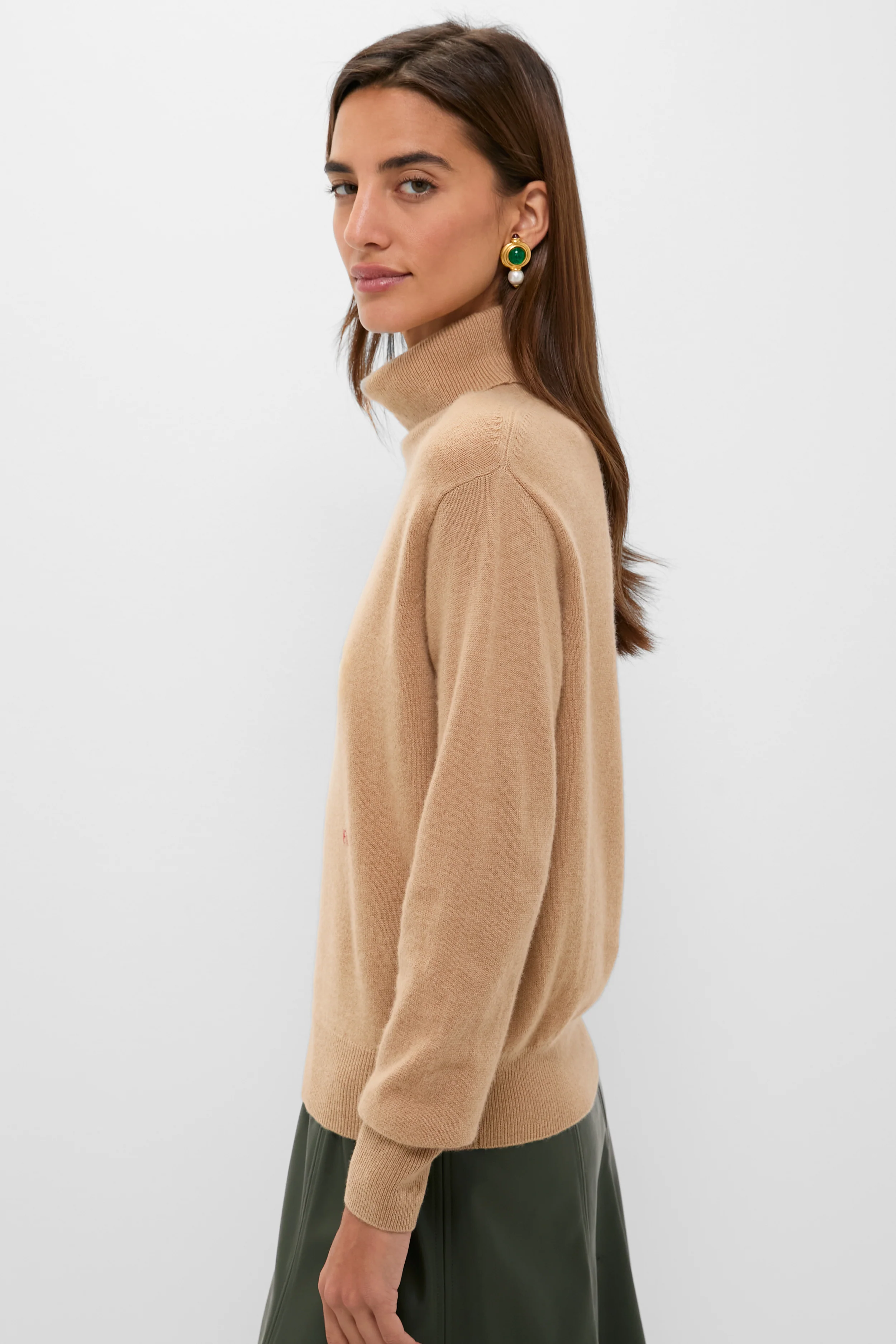 Camel Cashmere Turtleneck Sweater - Image 3