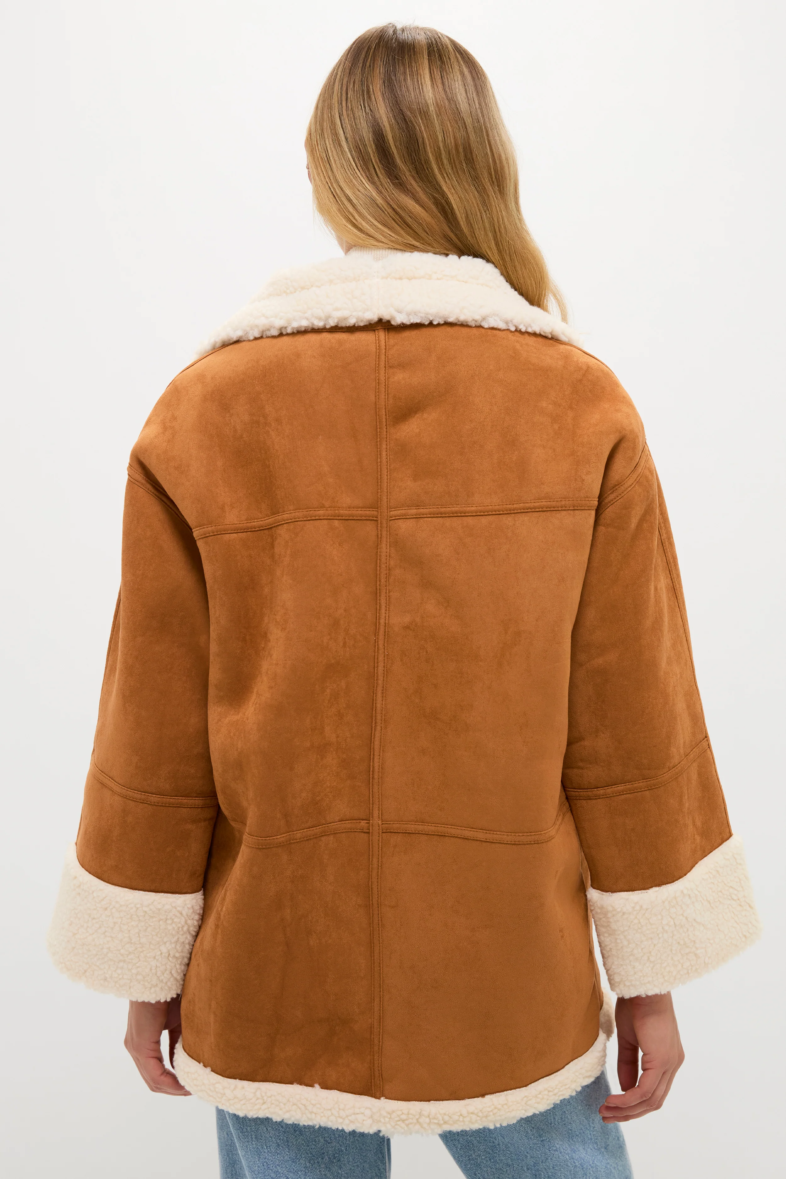 Camel Fur Trim Suede Coat - Image 5