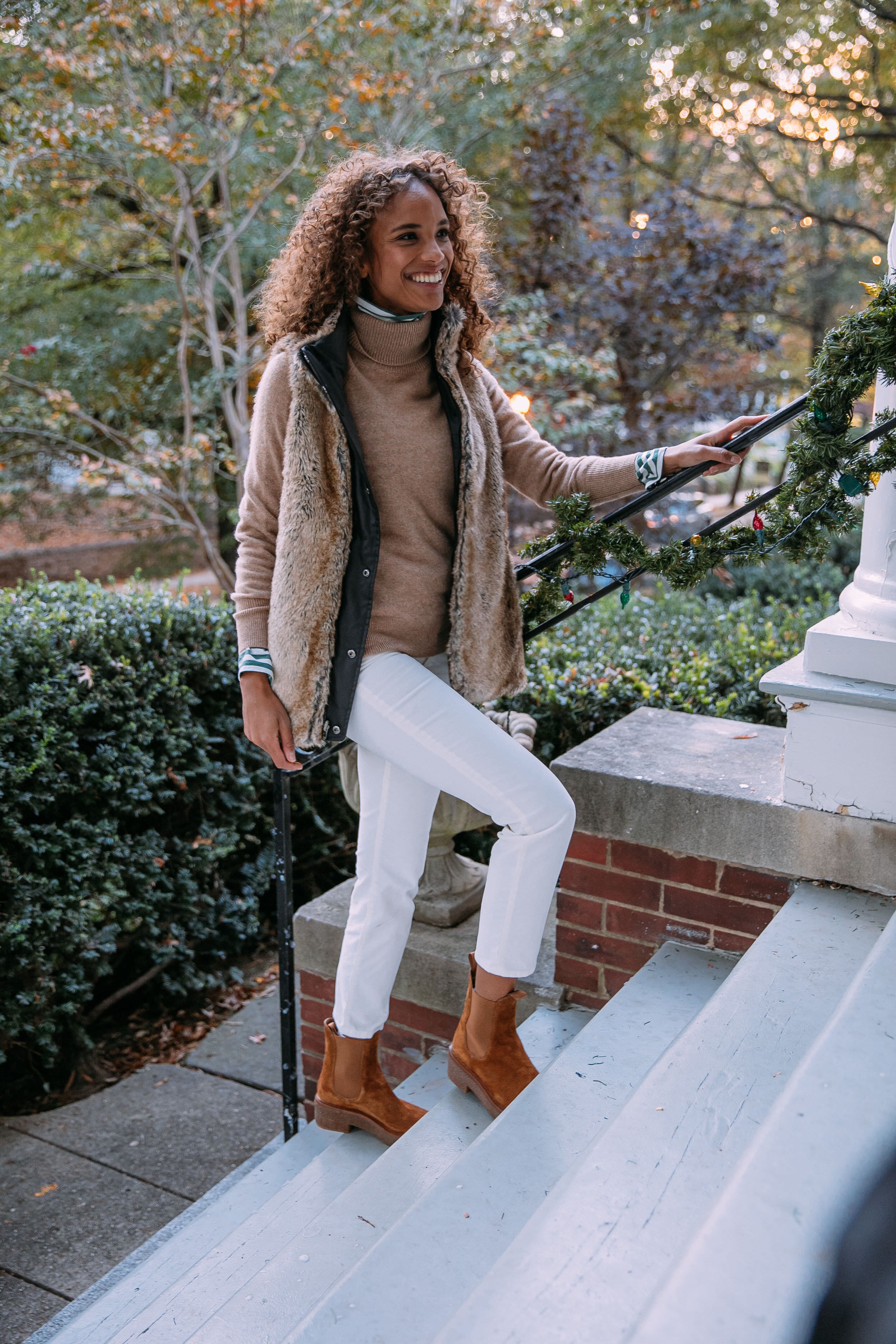 Camel Heather Ribbed Trim Cashmere Turtleneck - Image 6
