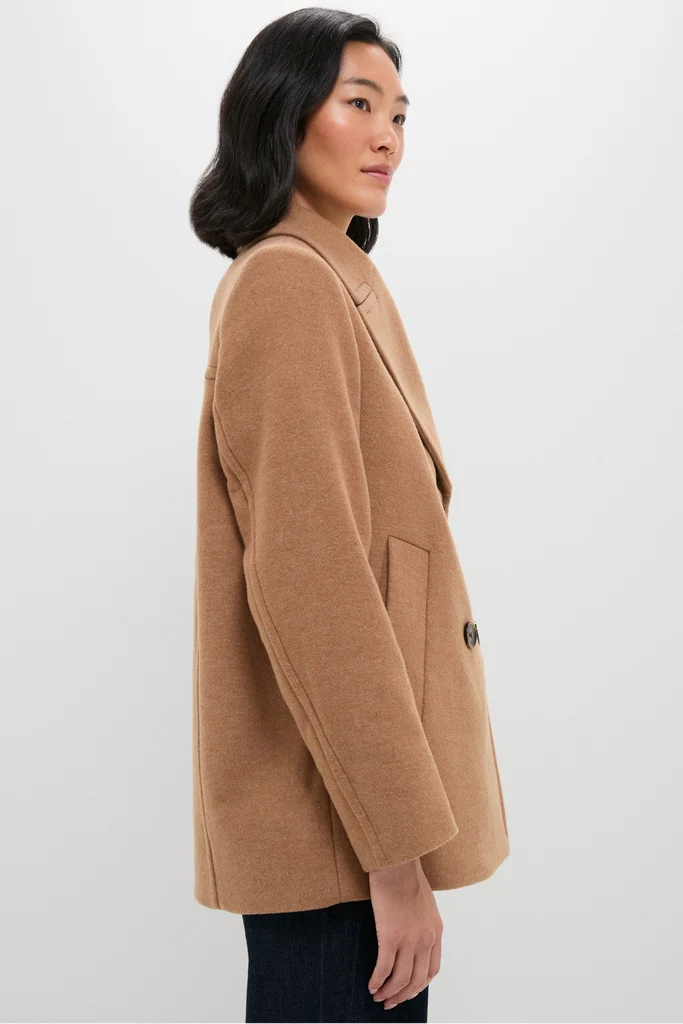 Camel Indie Military Wool Peacoat - Image 3