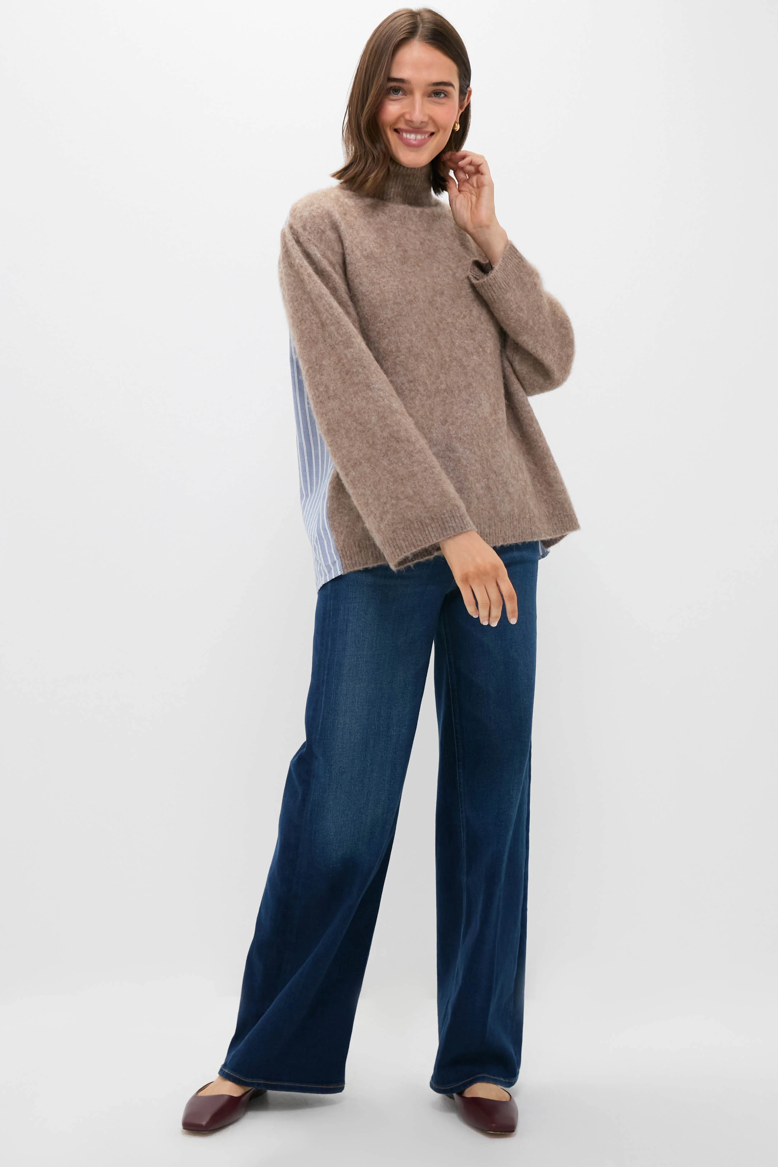 Camel Mallory Combo Knit Turtleneck Sweater - Image 6