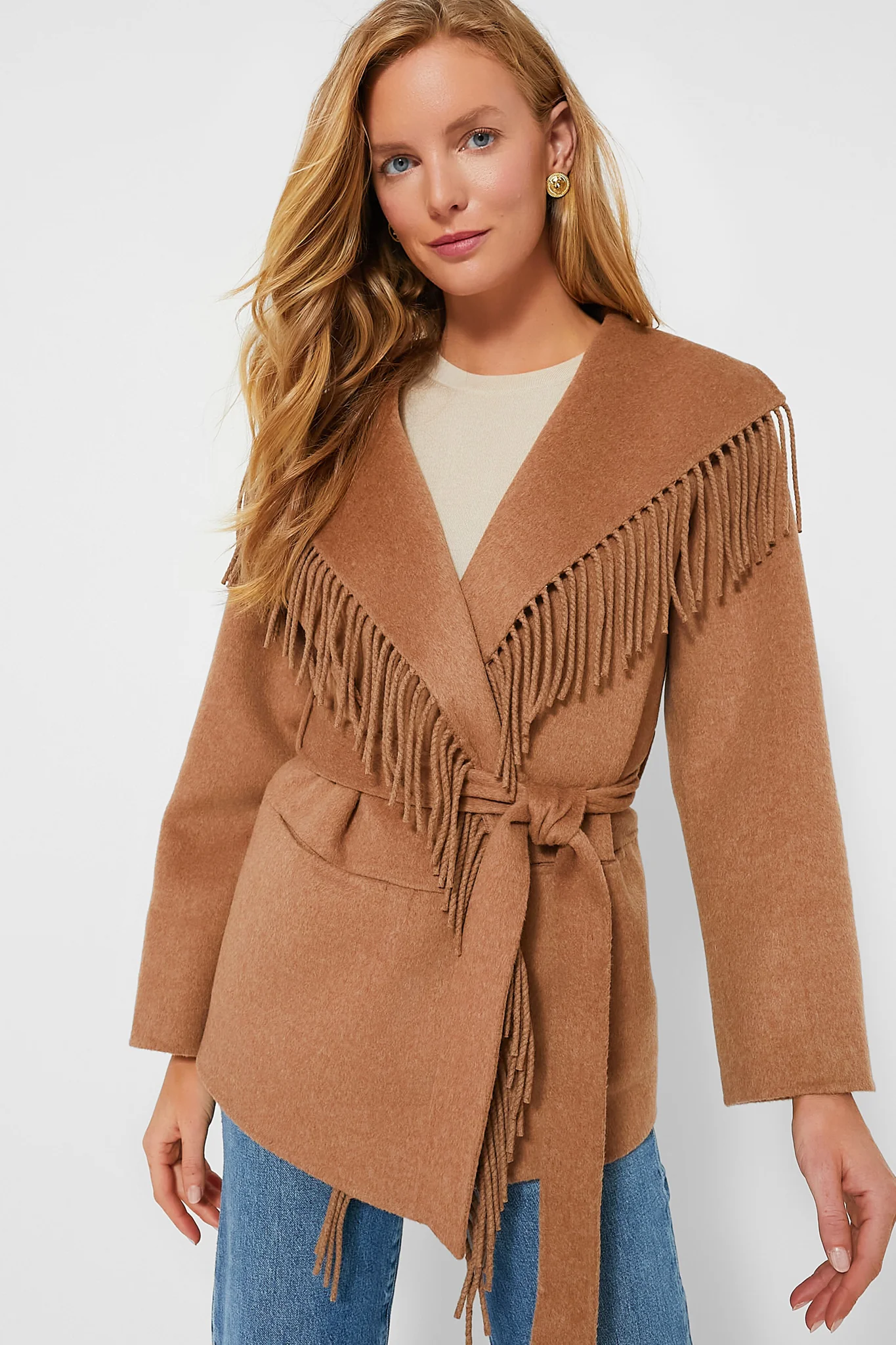 Camel Rowen Fringe Jacket