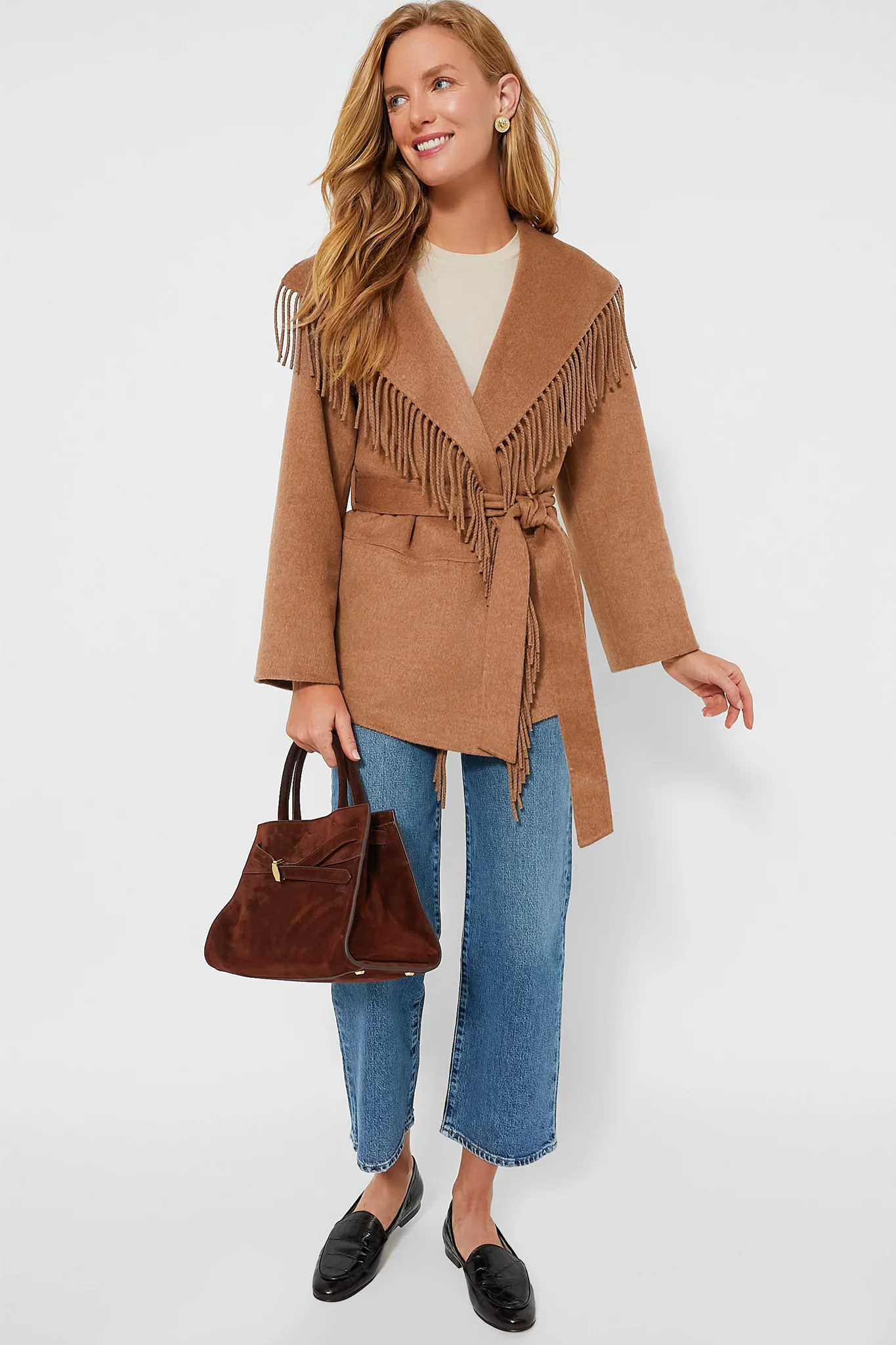Camel Rowen Fringe Jacket - Image 2