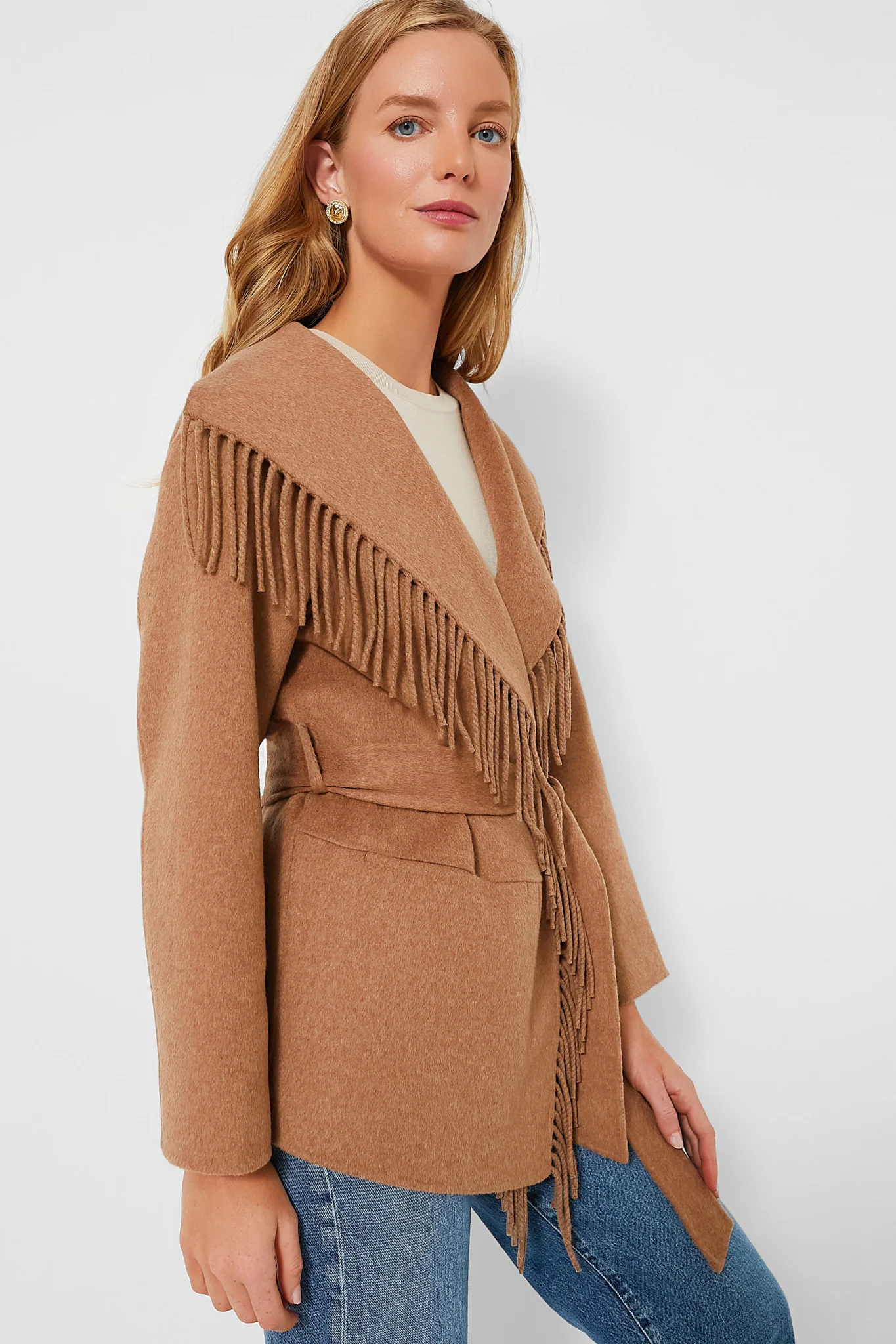 Camel Rowen Fringe Jacket - Image 3