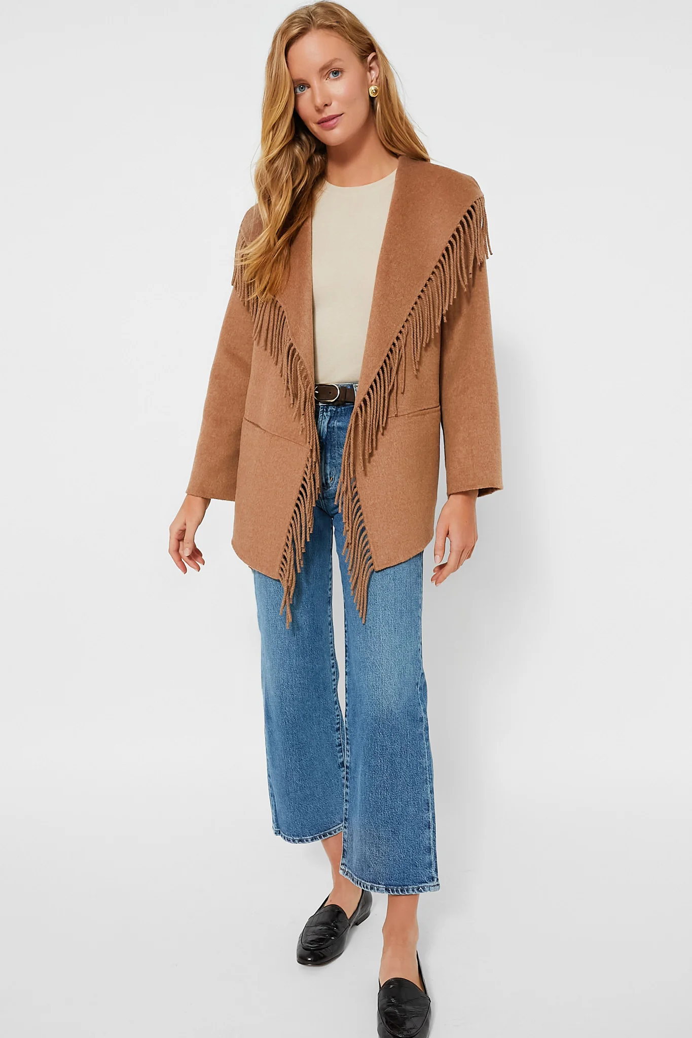 Camel Rowen Fringe Jacket - Image 6