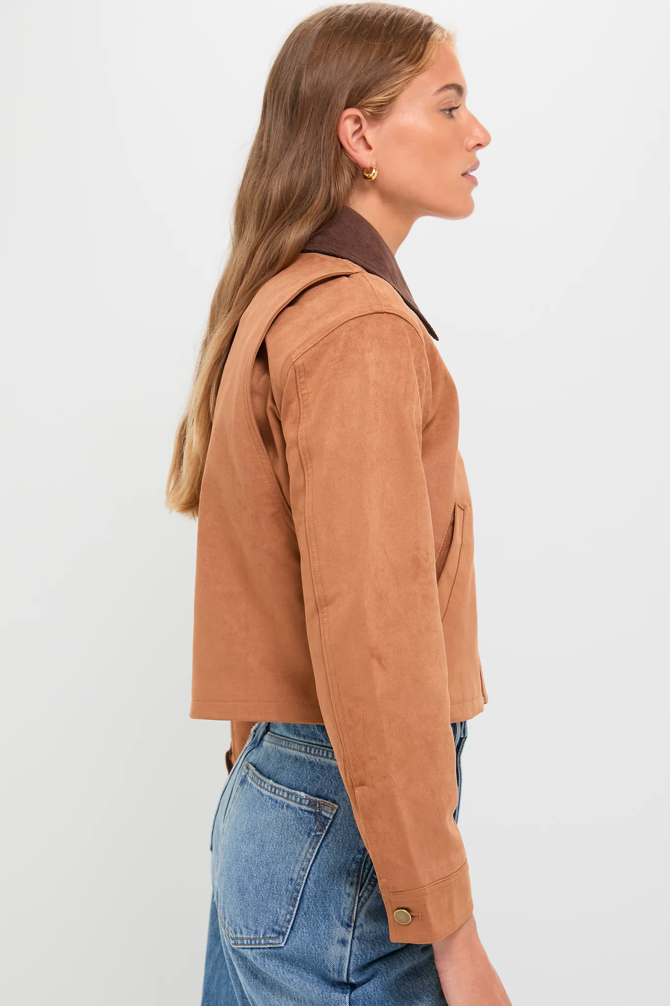 Camel Theo Suede Zip Up Chore Jacket - Image 3