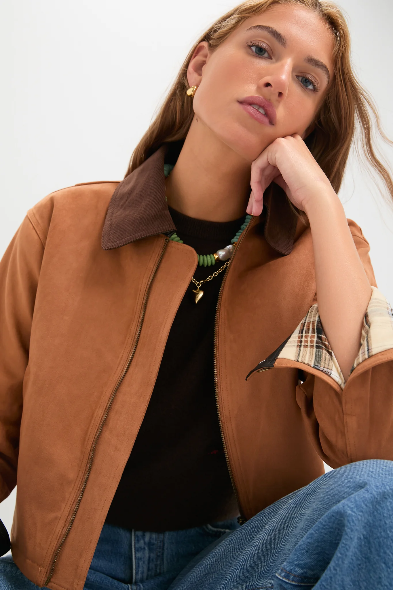 Camel Theo Suede Zip Up Chore Jacket - Image 5