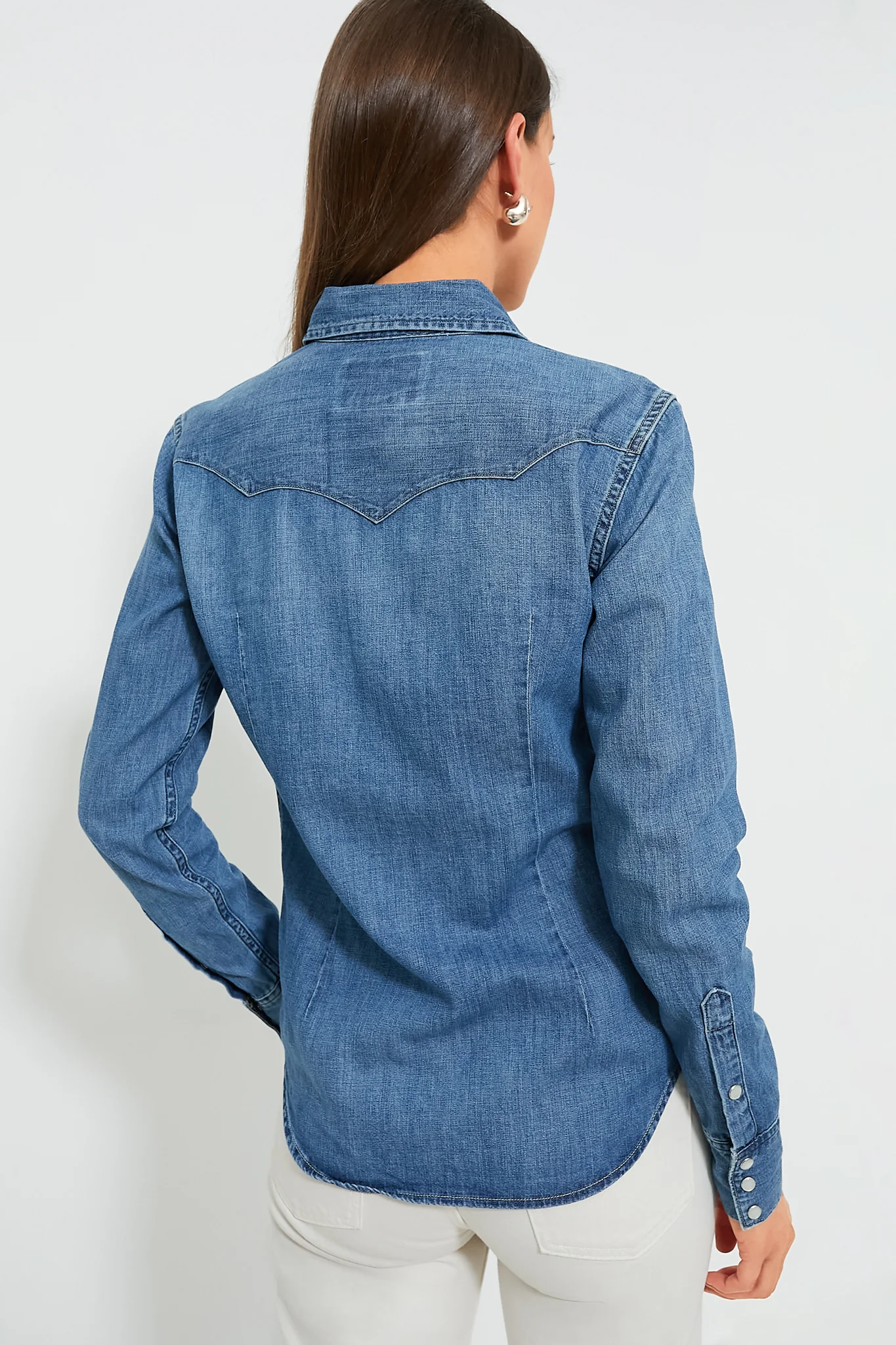Canaria Wash Denim Western Long Sleeve Button Shirt - Image 3