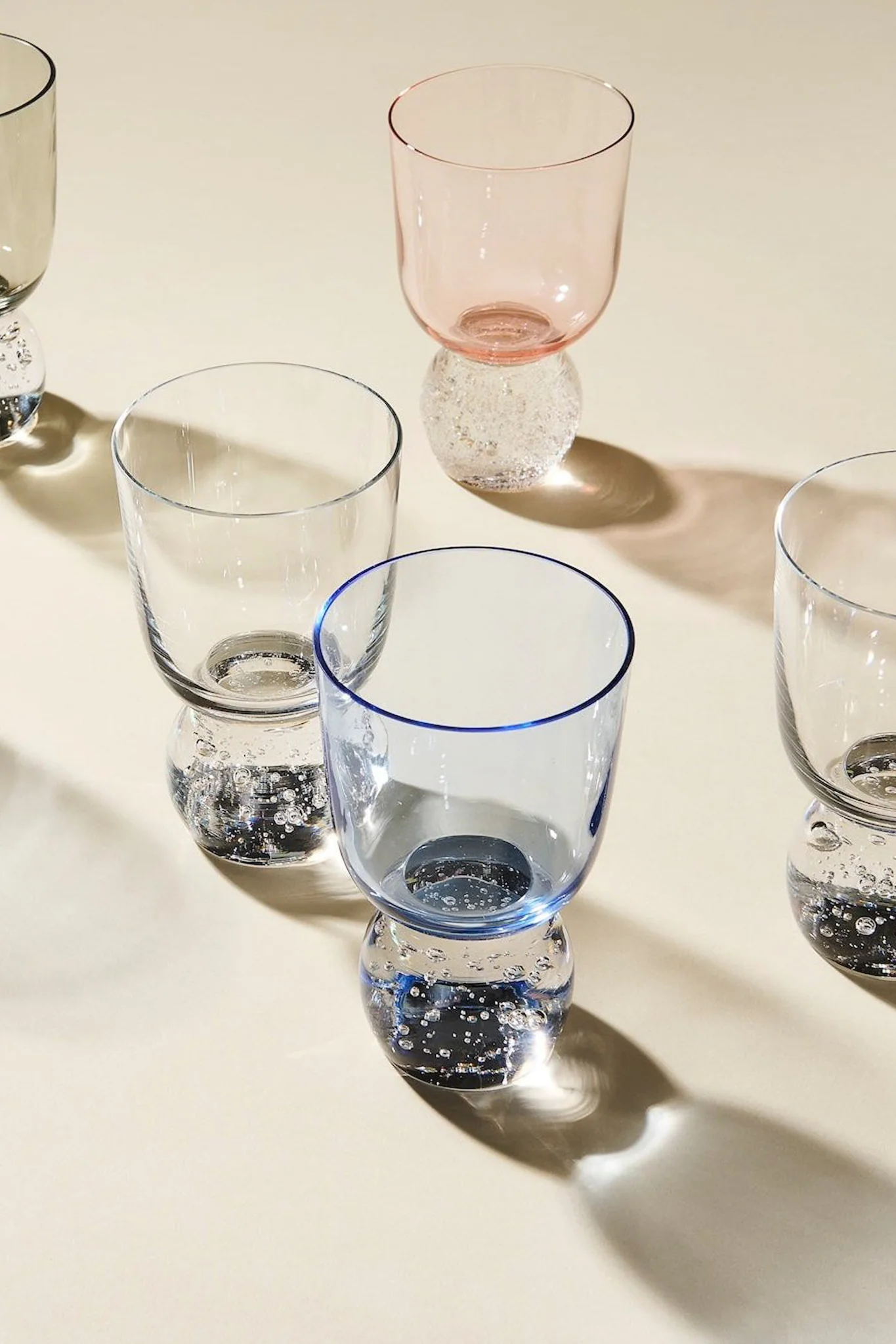 Candy Blue Hand-Blown Bubble Glass Tumbler (Set of 2) - Image 2