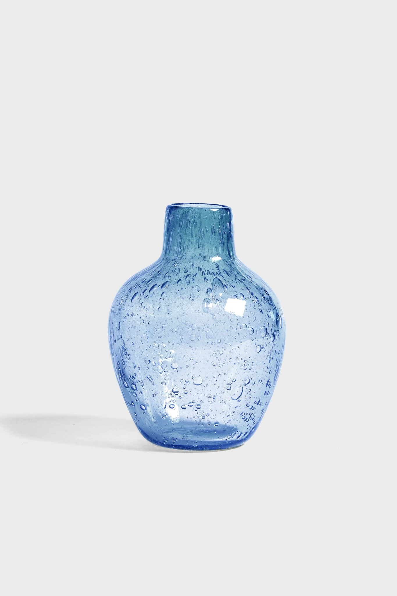 Candy Blue Hand Blown Bubble Glass Vase - Image 2