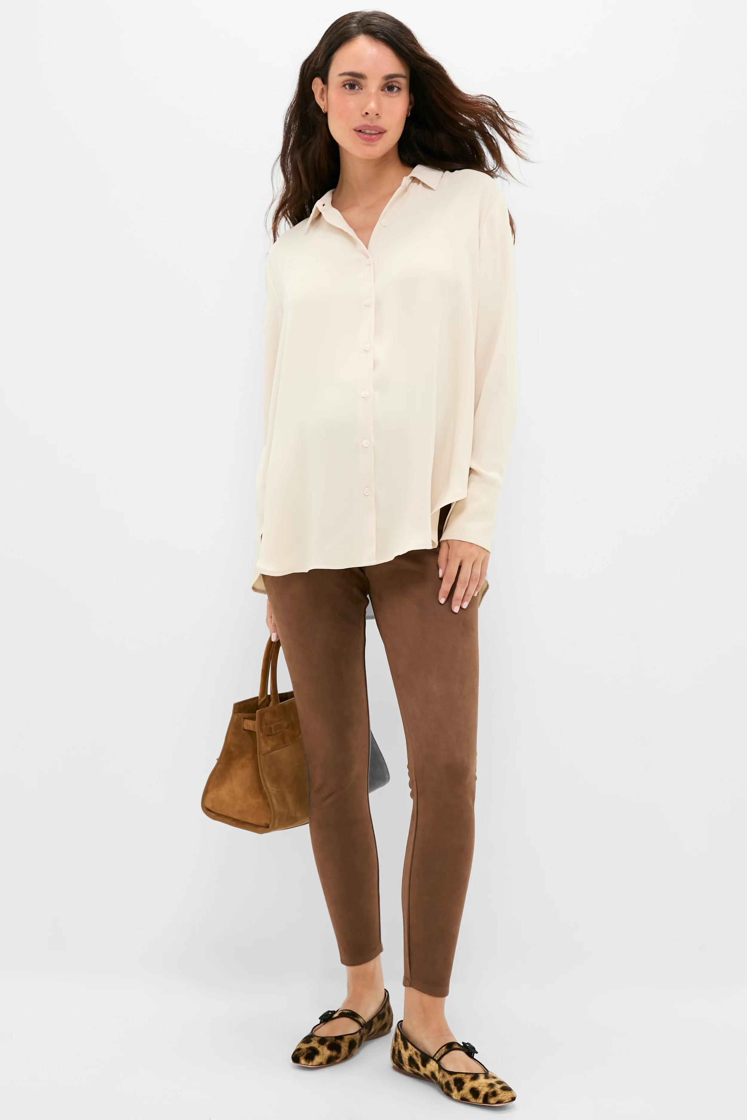 Carafe Vegan Stretch Suede Before During and After Legging - Image 2