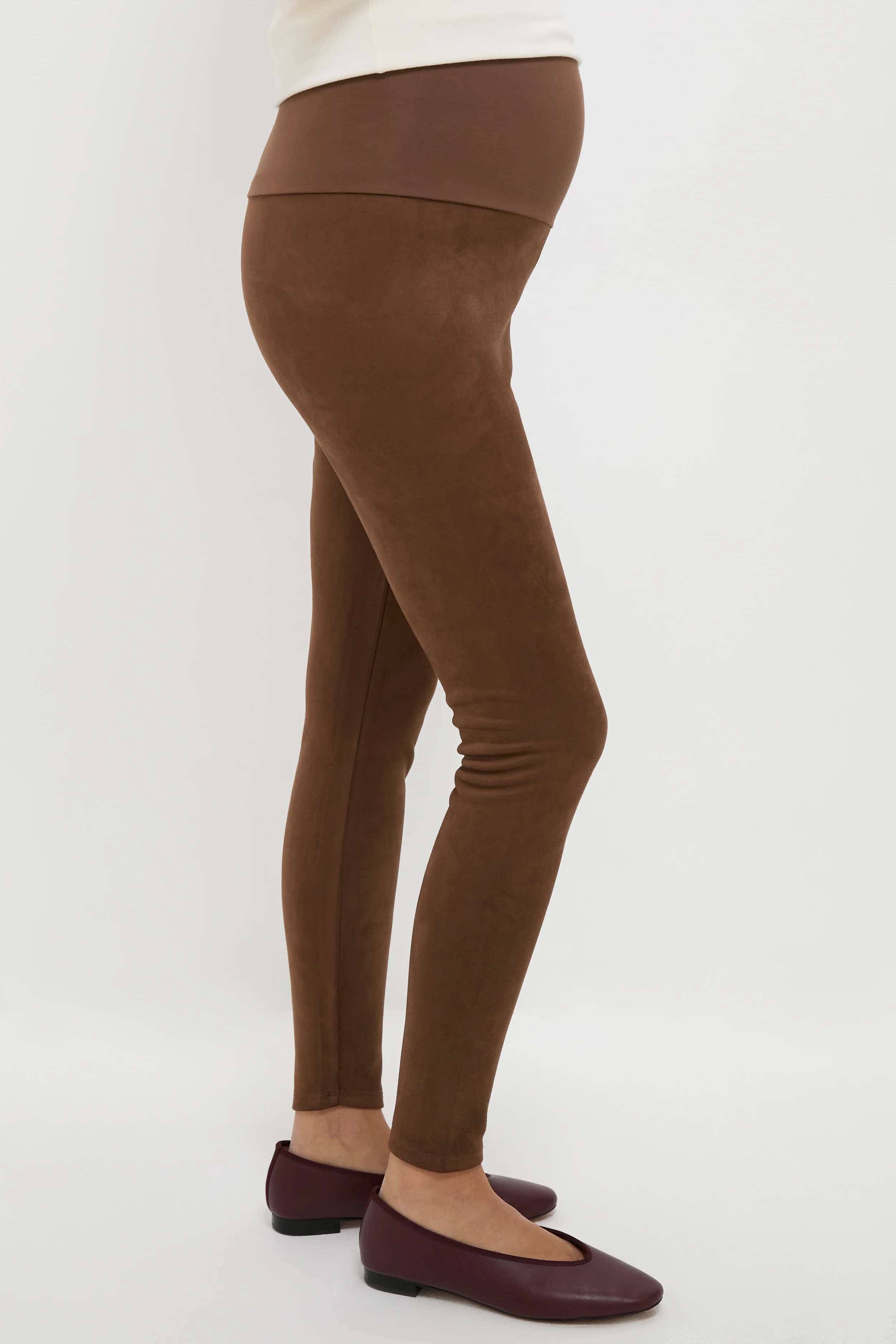 Carafe Vegan Stretch Suede Before During and After Legging - Image 3