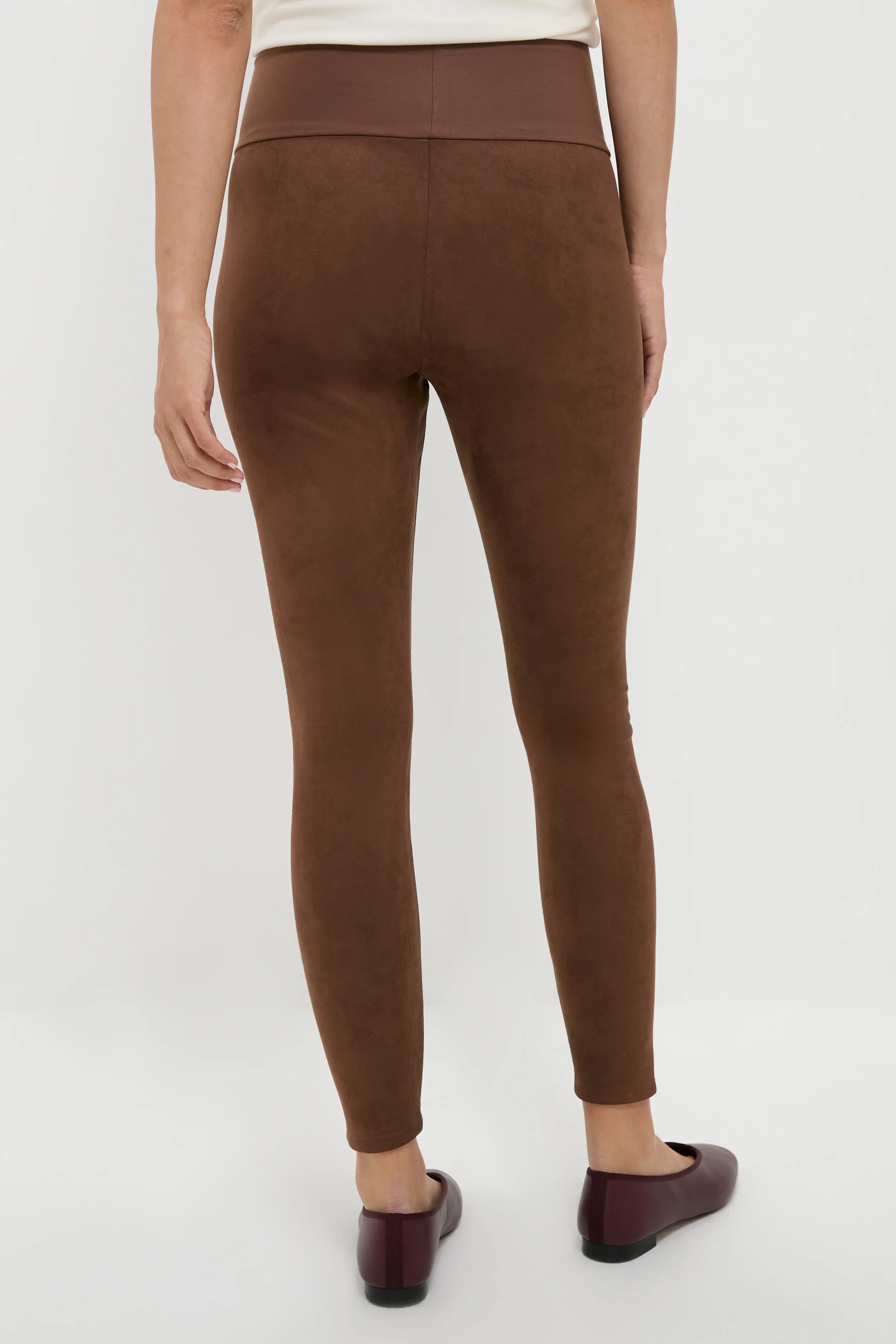 Carafe Vegan Stretch Suede Before During and After Legging - Image 4