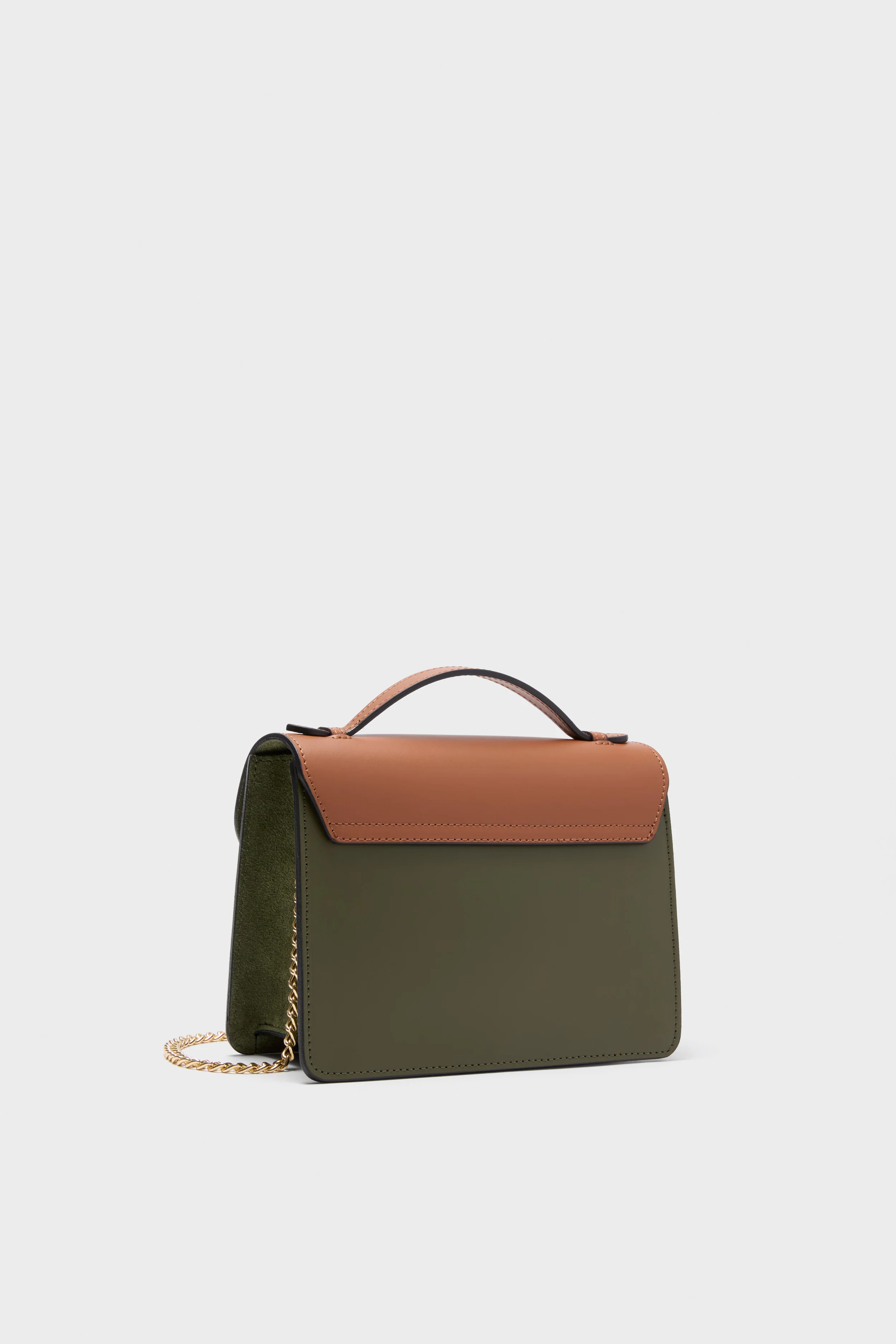 Caramel and Military Green Ondina Medium Color-Block Bag - Image 5