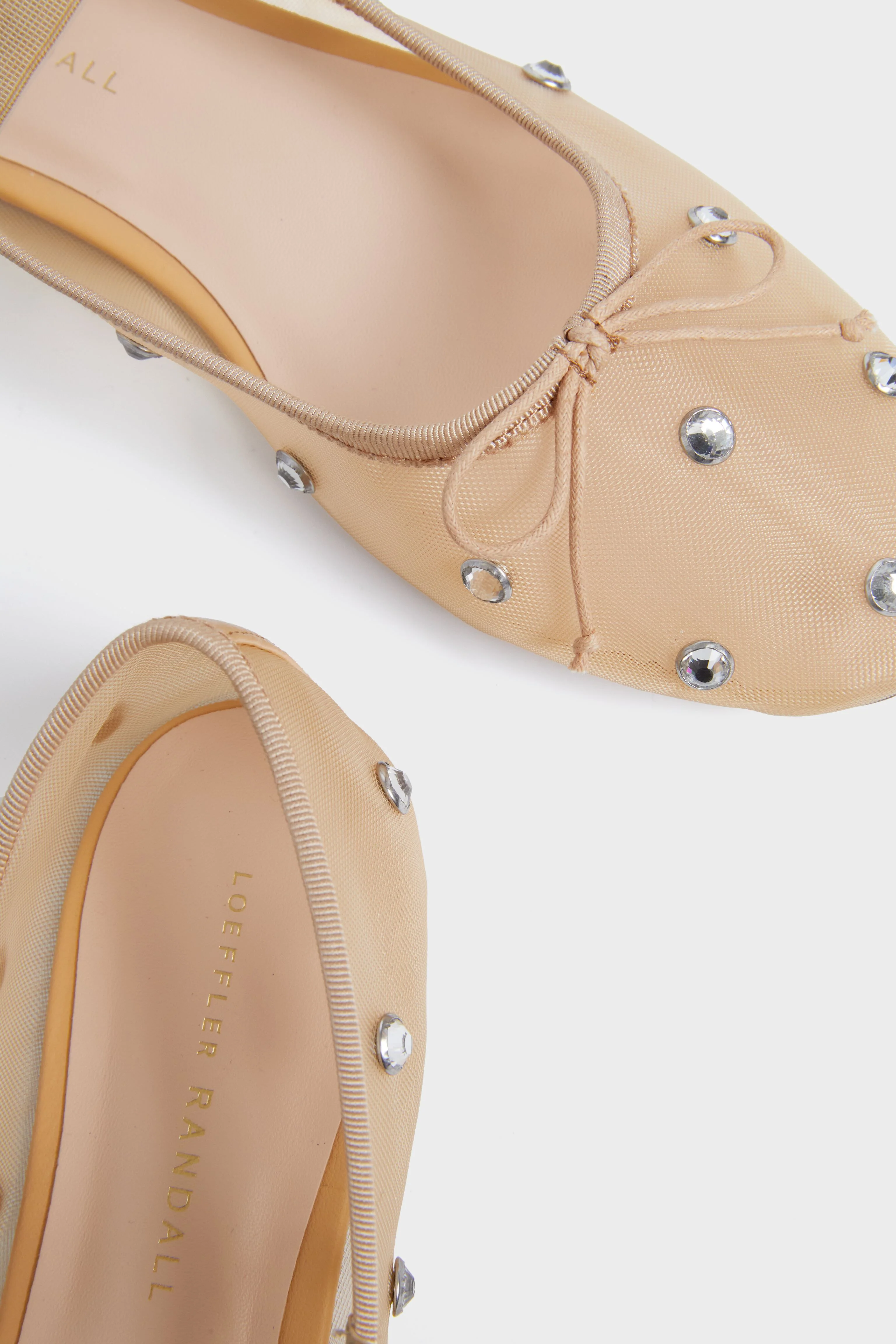 Caramel Mesh with Clear Rhinestone Leonie Flats - Image 5