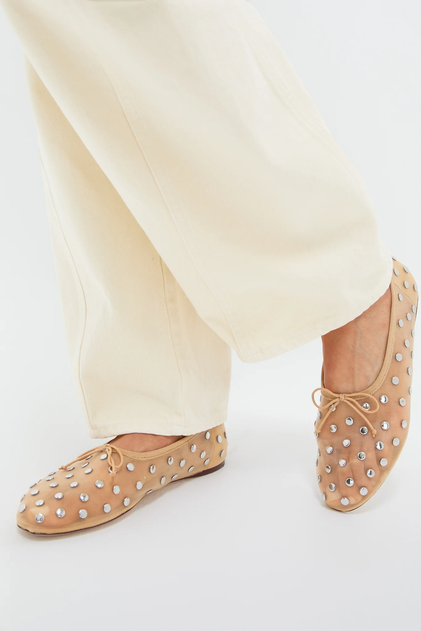 Caramel Mesh With Silver Studs Landon Flats - Image 2