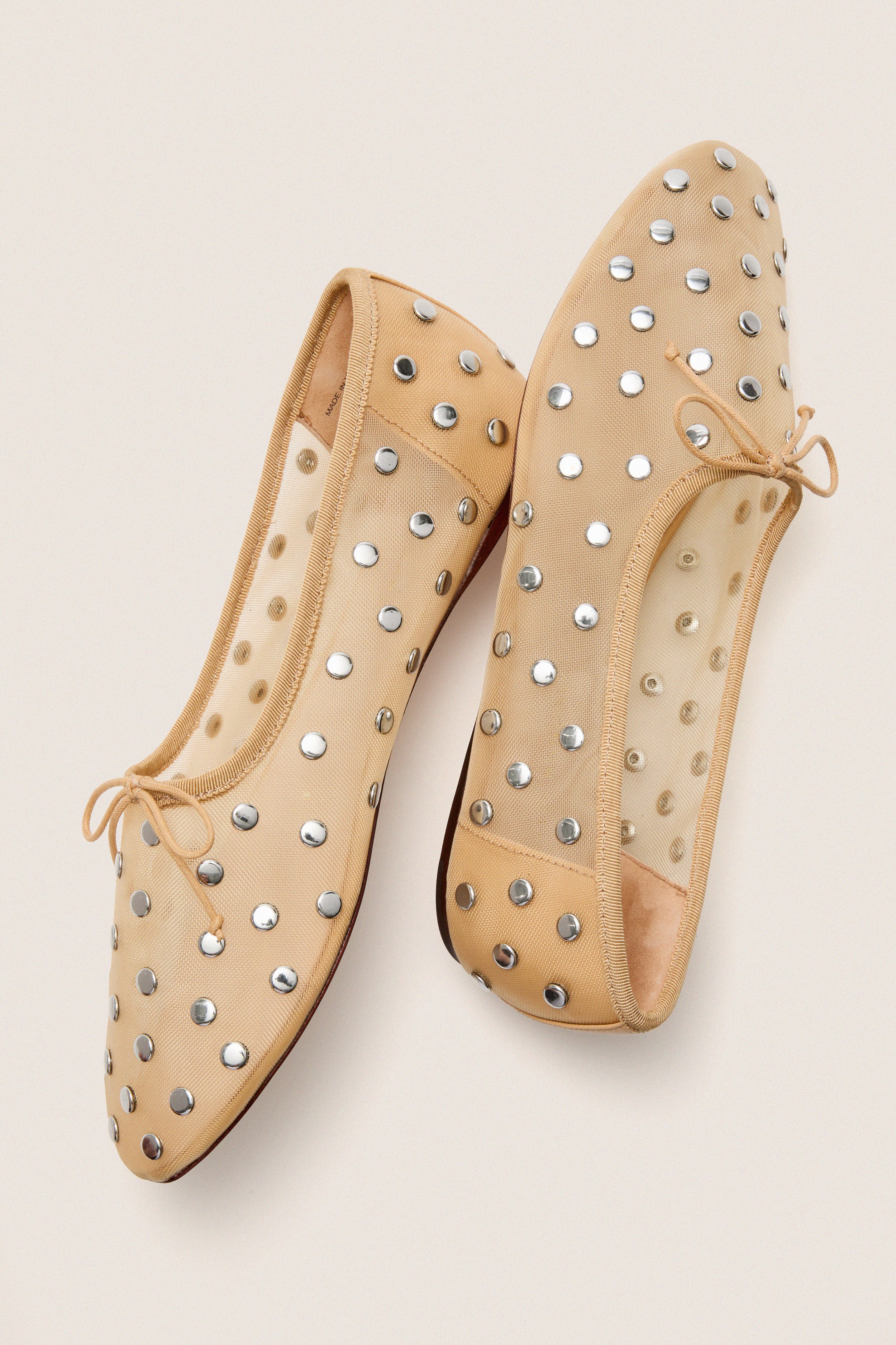 Caramel Mesh With Silver Studs Landon Flats - Image 5