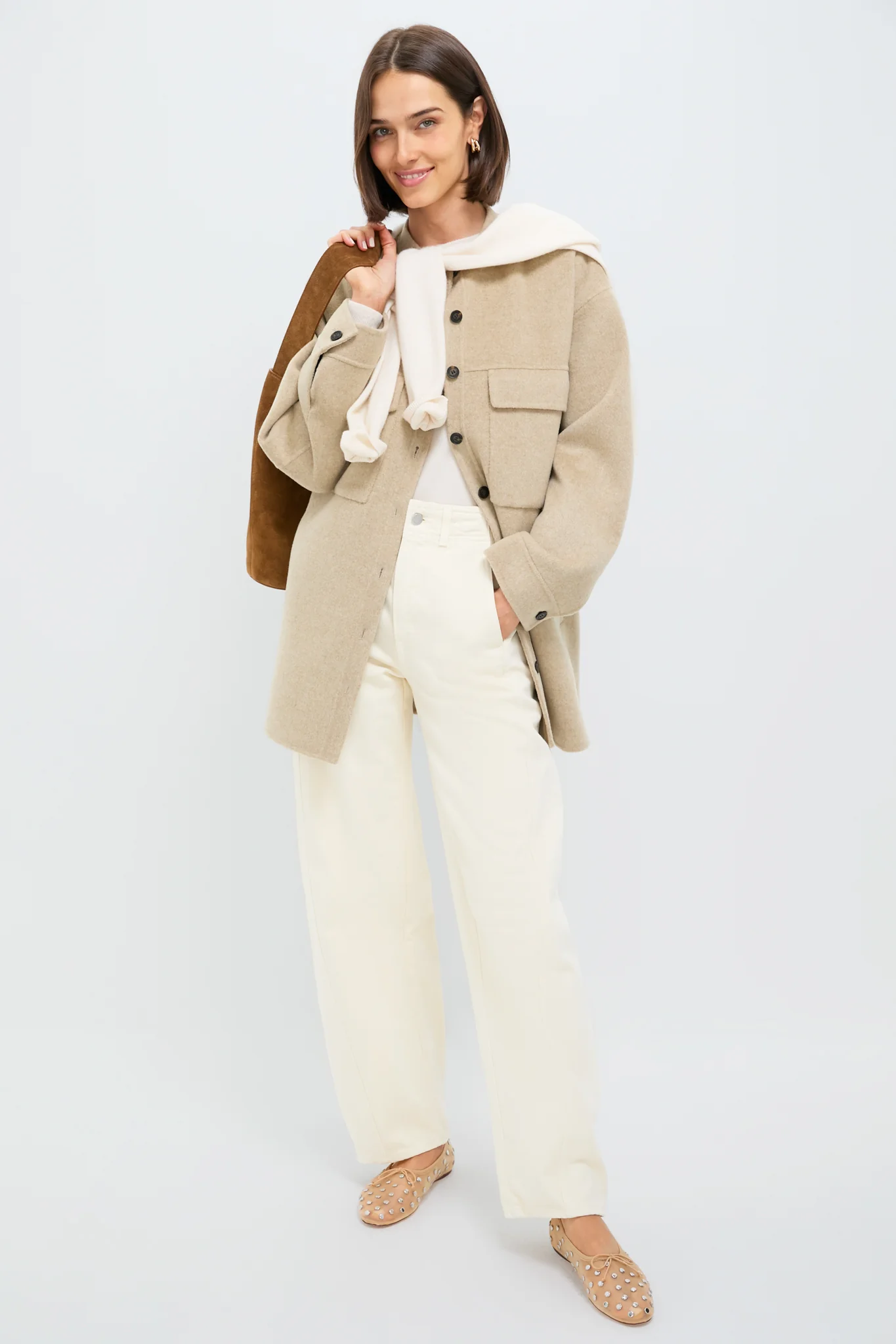 Caramel Mesh With Silver Studs Landon Flats - Image 6