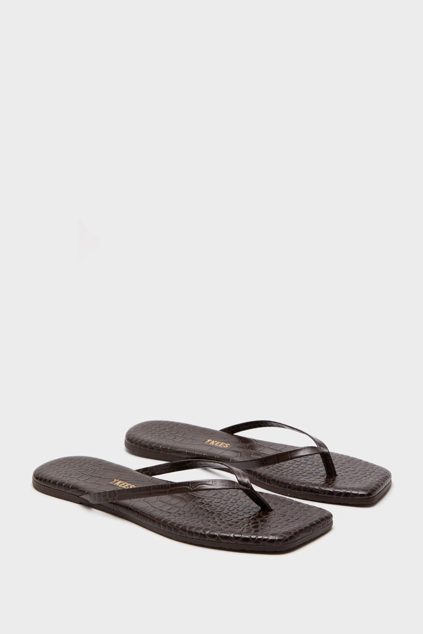 Carob Croc Square Toe Lily Flip Flops - Image 4