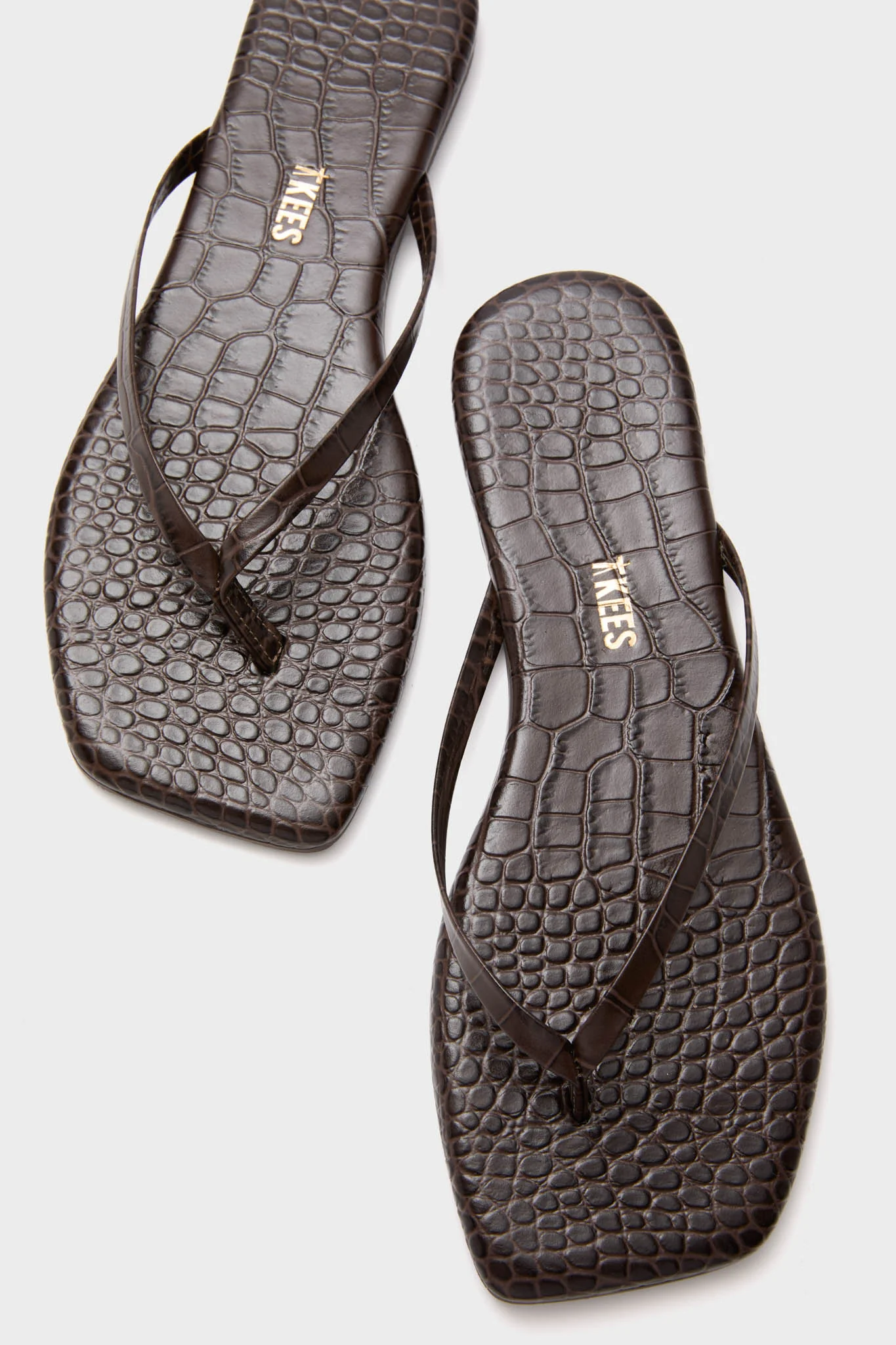 Carob Croc Square Toe Lily Flip Flops - Image 5