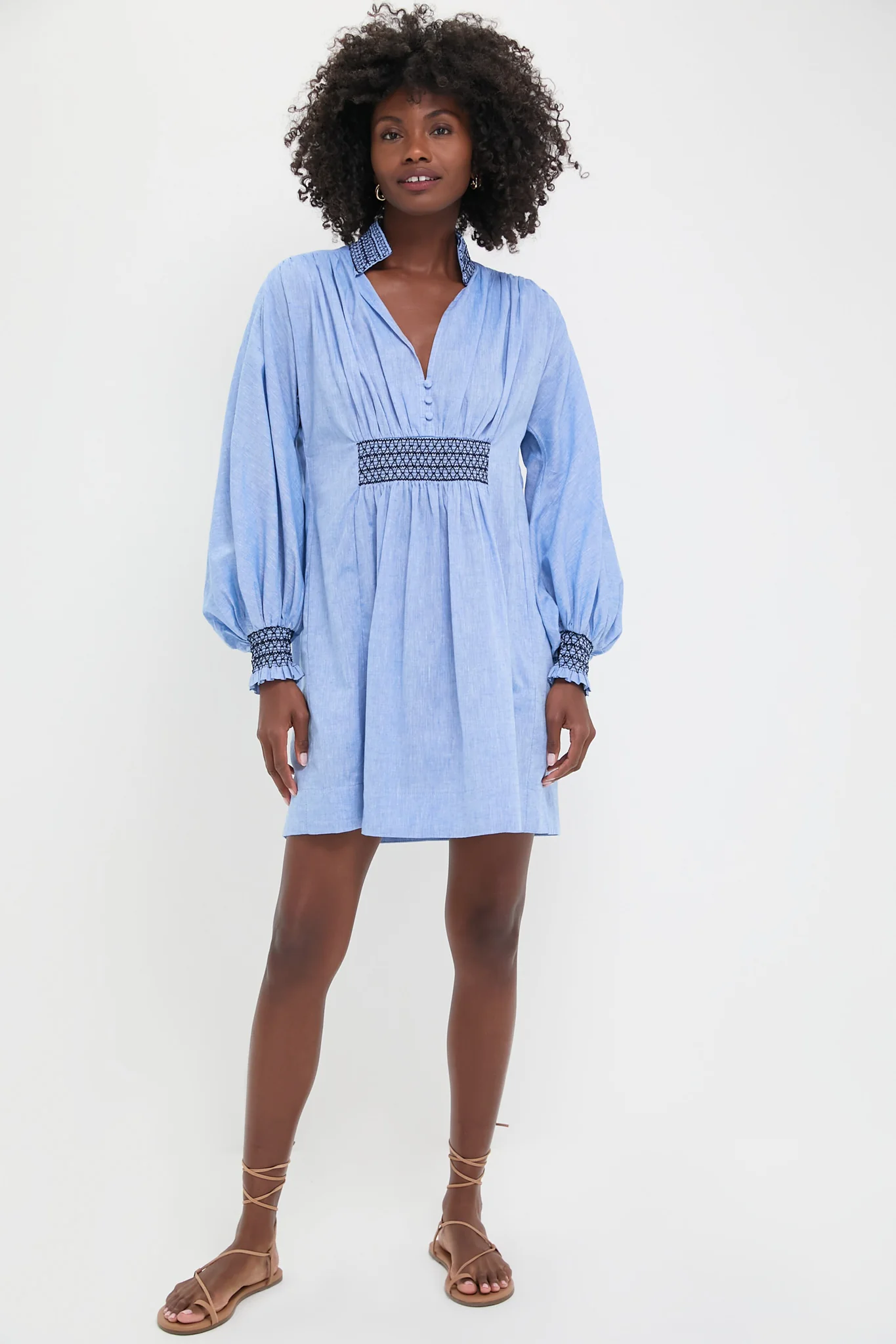 Chambray Embroidered Aubury Dress - Image 6
