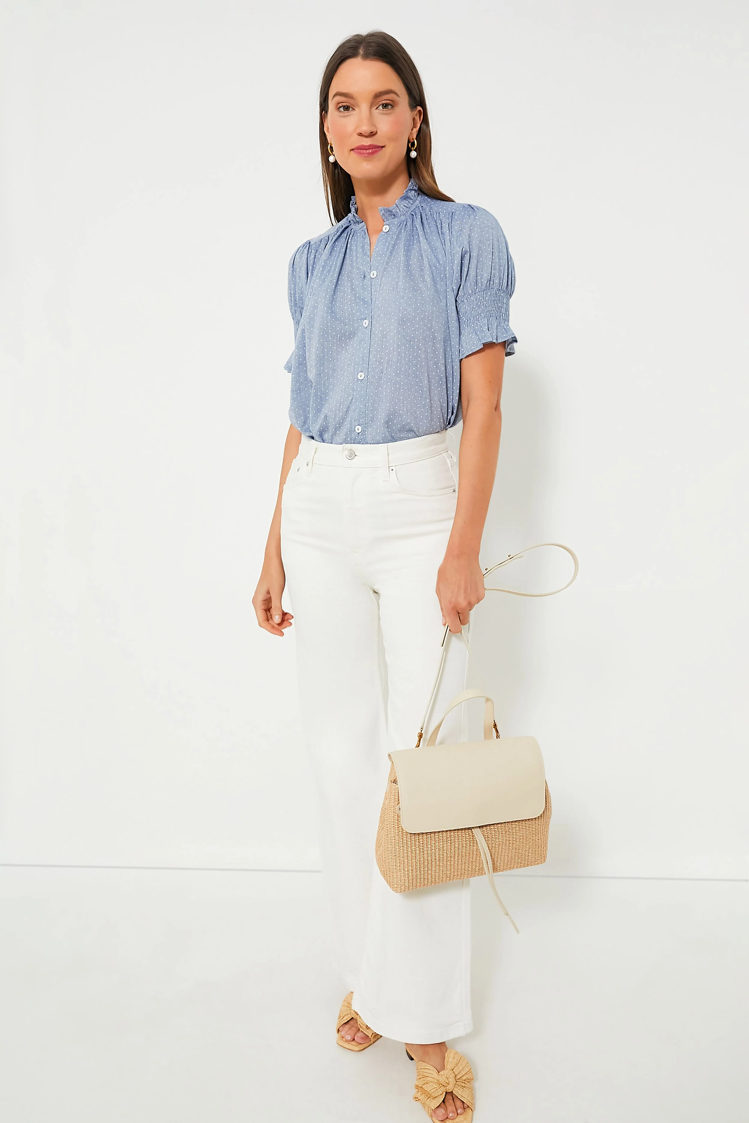 Chambray Polka Dot Marnie Top - Image 2