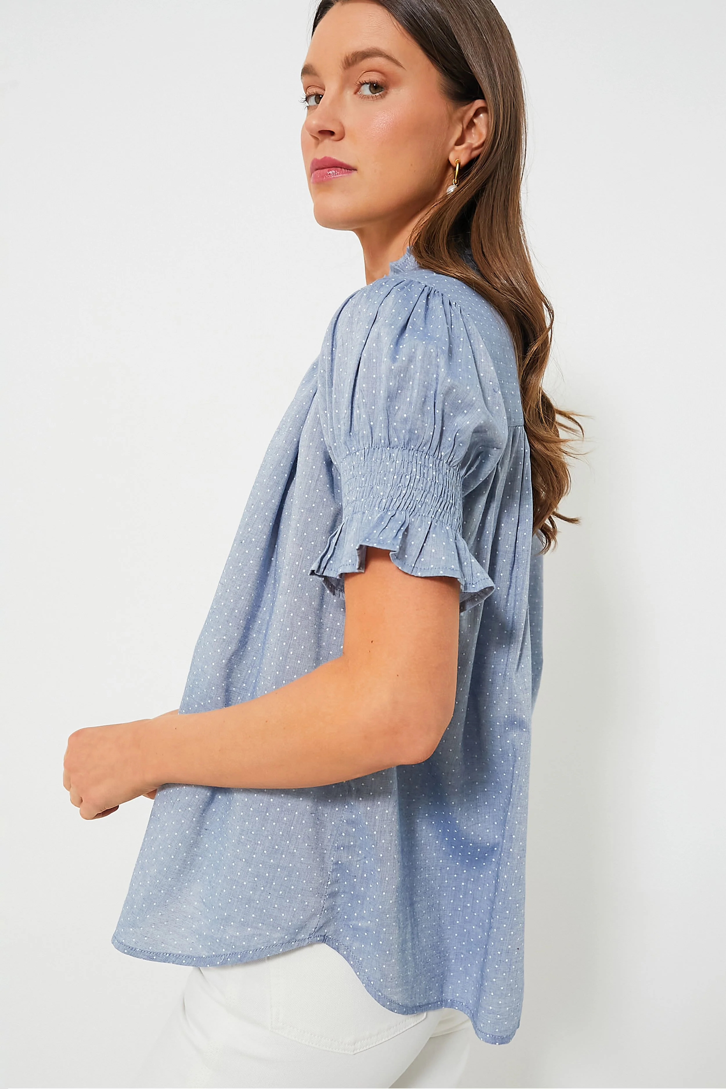 Chambray Polka Dot Marnie Top - Image 3