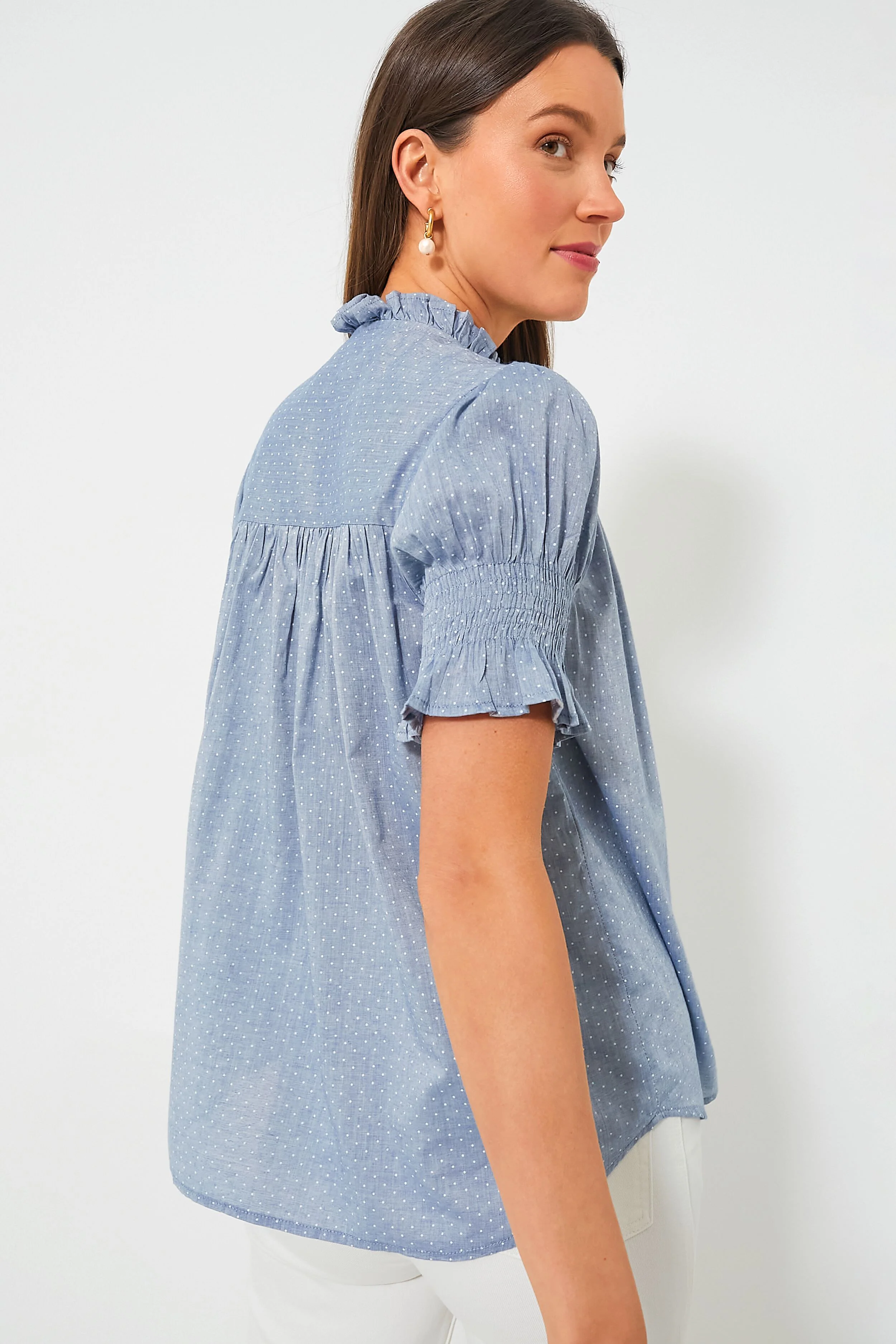 Chambray Polka Dot Marnie Top - Image 4