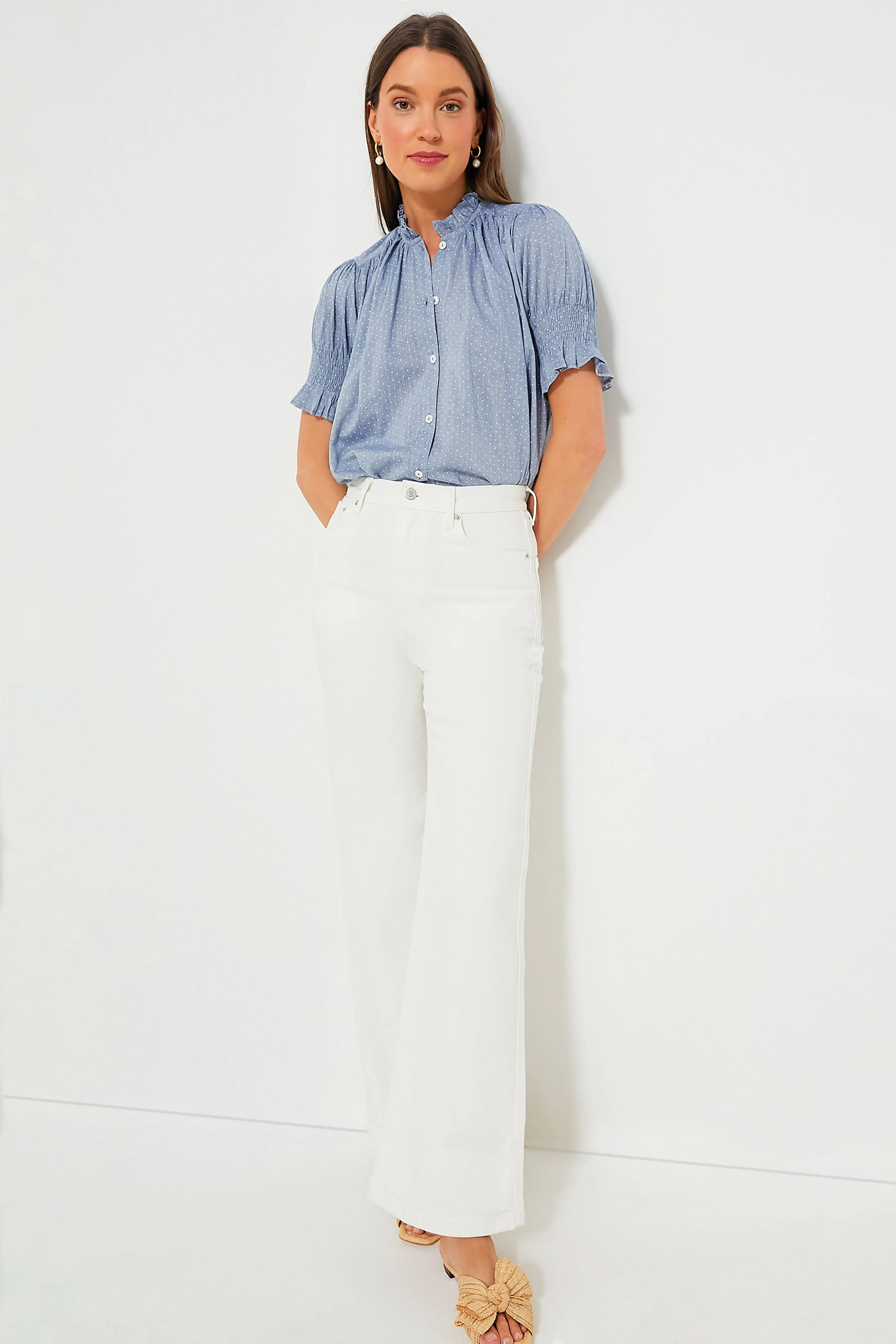 Chambray Polka Dot Marnie Top - Image 6