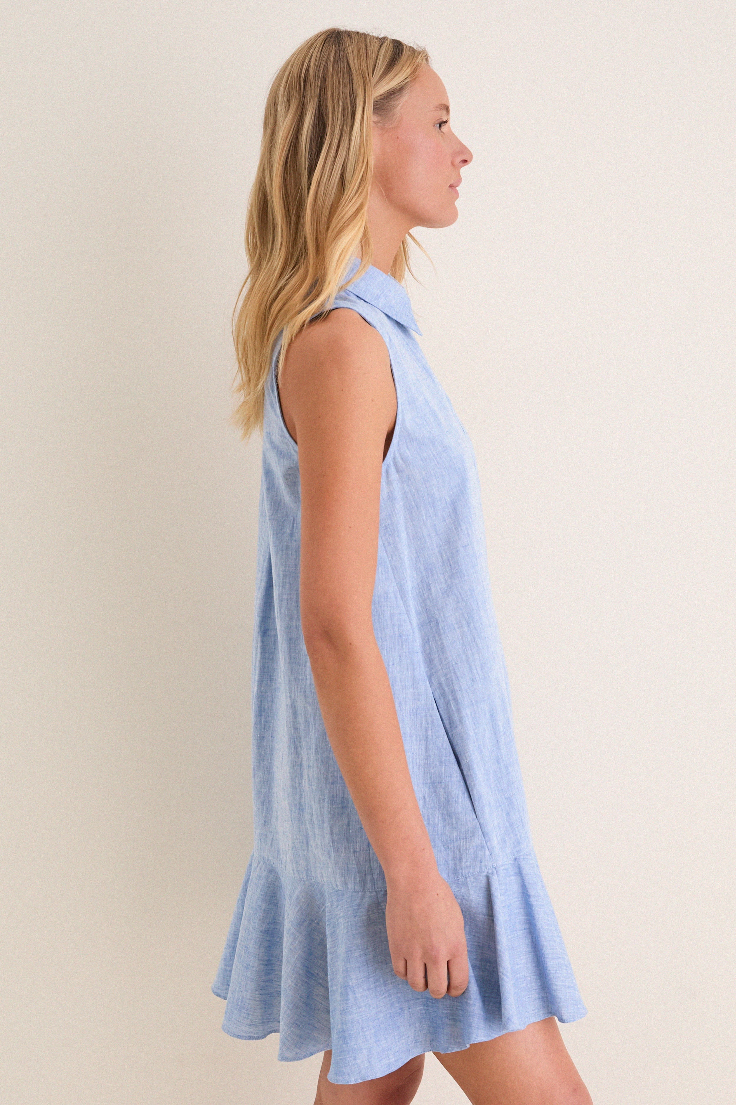 Chambray Sleeveless Callahan Shirt Dress - Image 3
